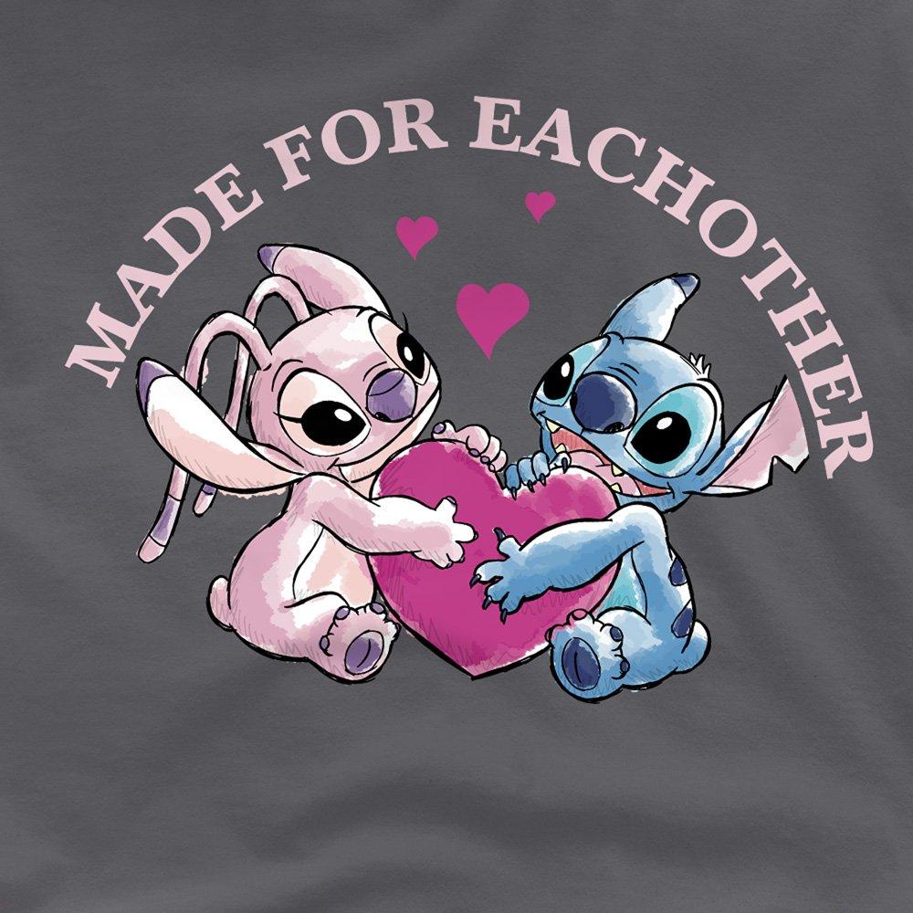 Charcoal - Disney - Lilo & Stitch Made For Each Other Mens T-Shirt Cha - 2