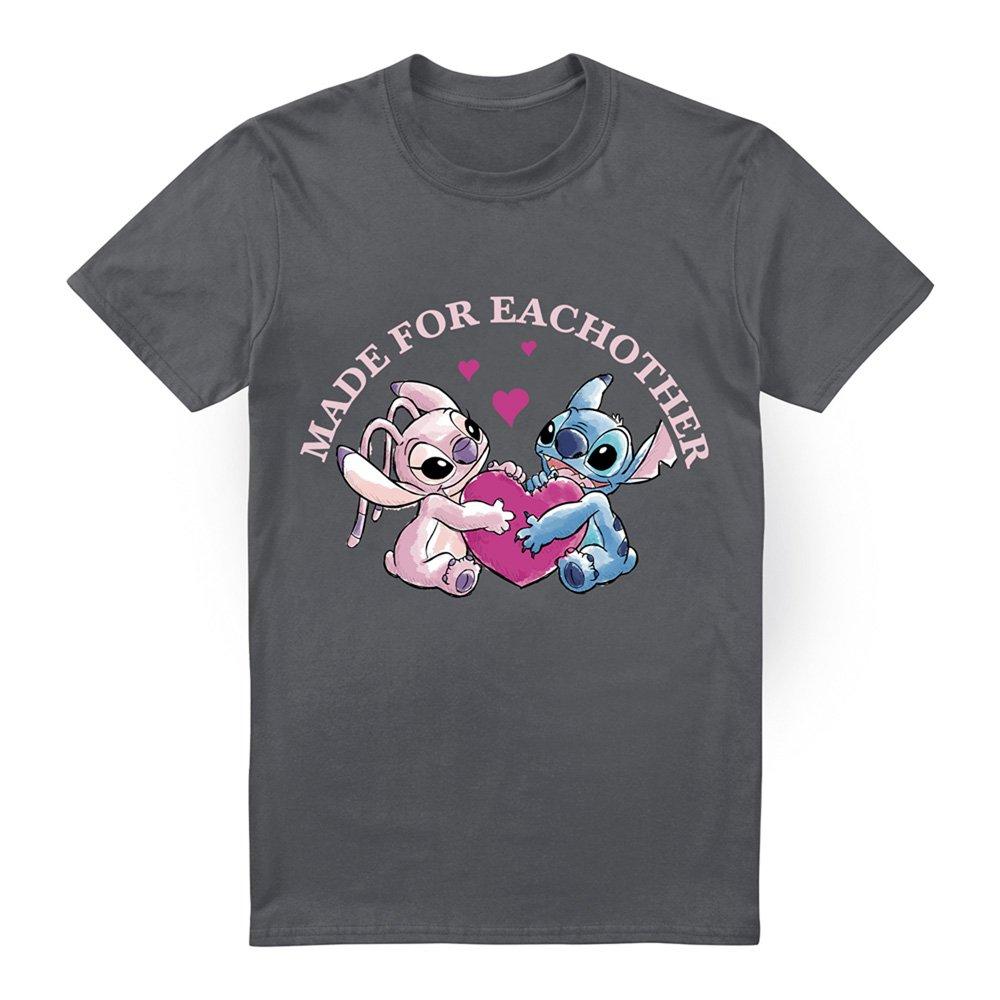 Charcoal - Disney - Lilo & Stitch Made For Each Other Mens T-Shirt Cha - 4