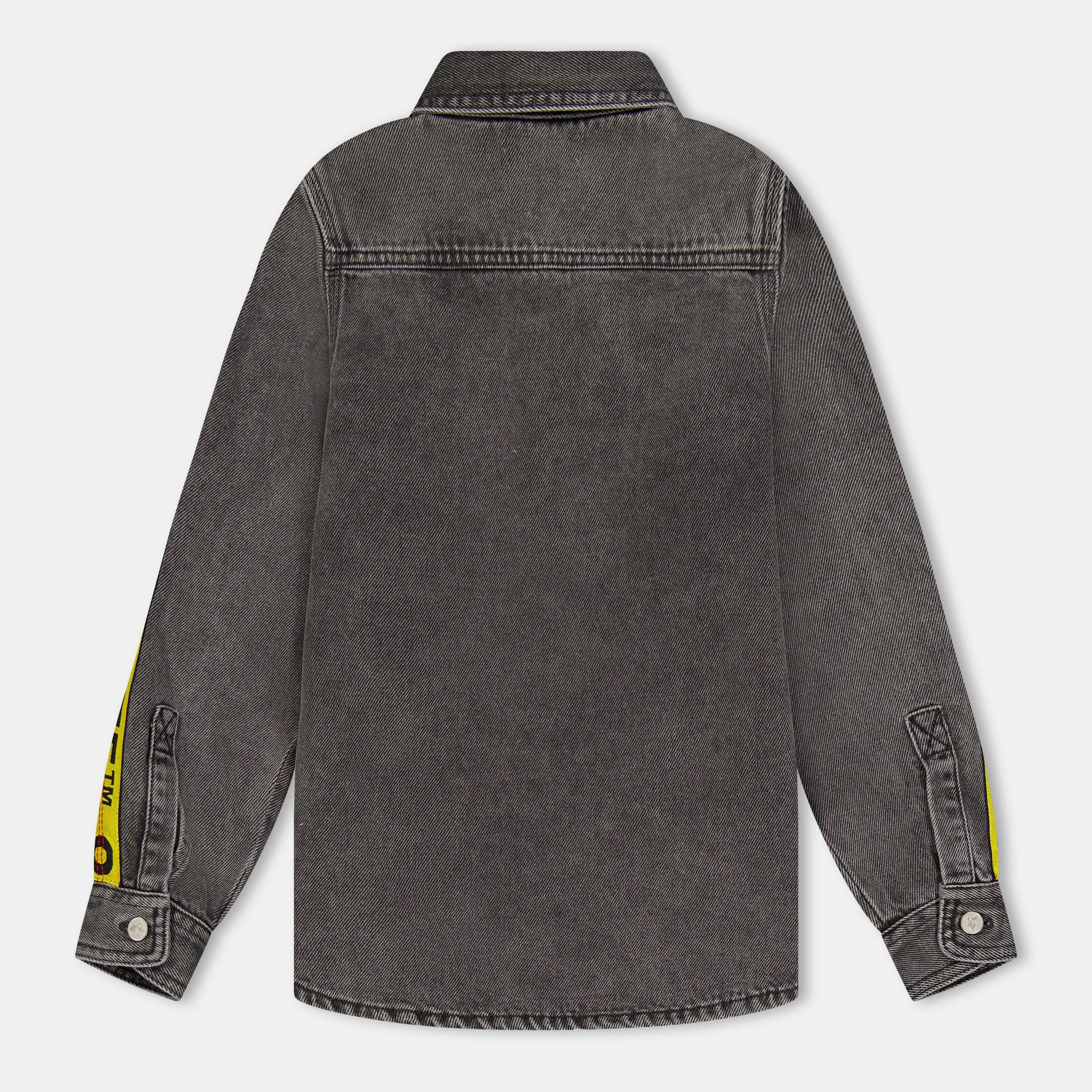 Grey/Yellow - Off White - Kids Long-Sleeve Denim Shirt - 2