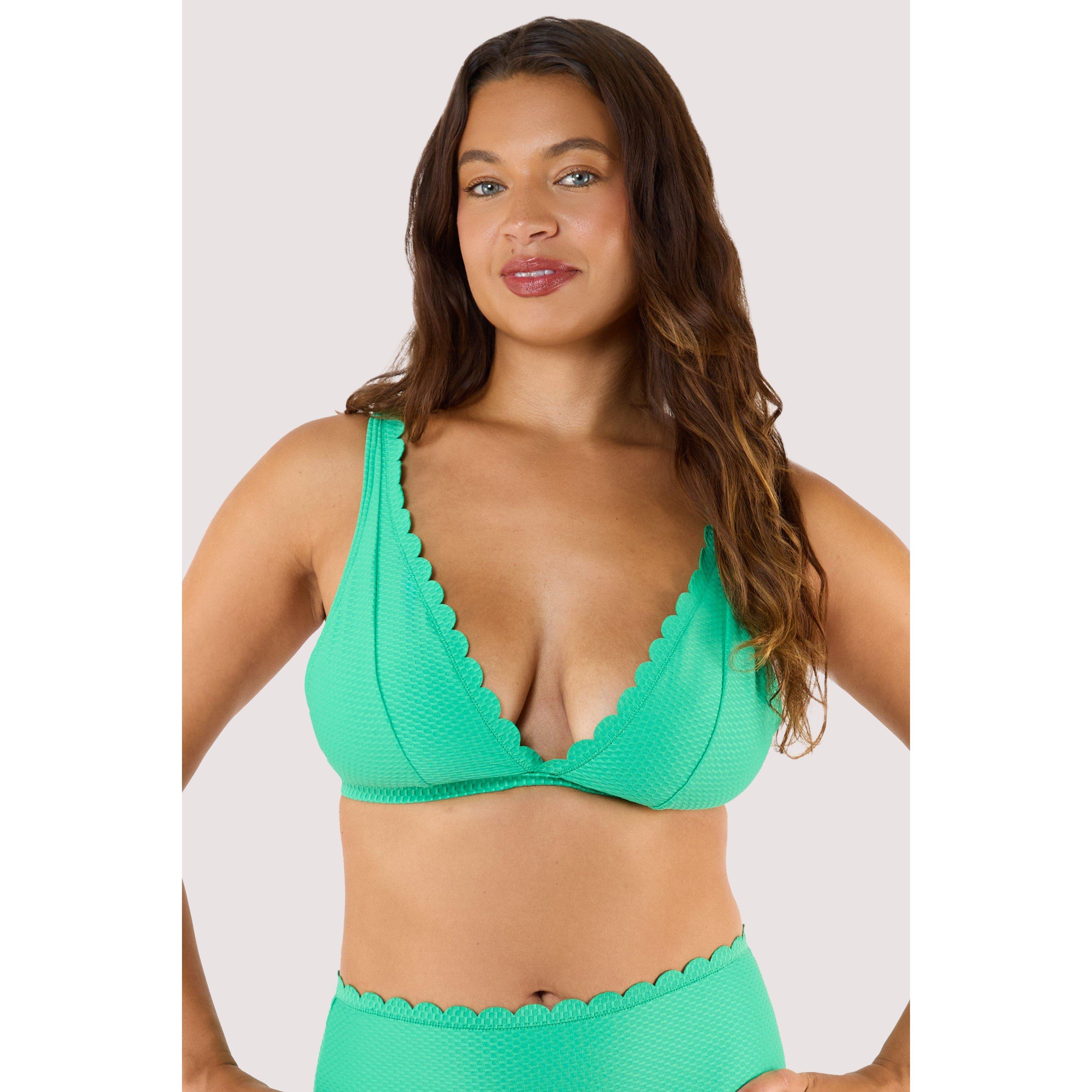 Jade Green - Peek and Beau - Jade Green Scallop High Apex Triangle Bikini Top - 1