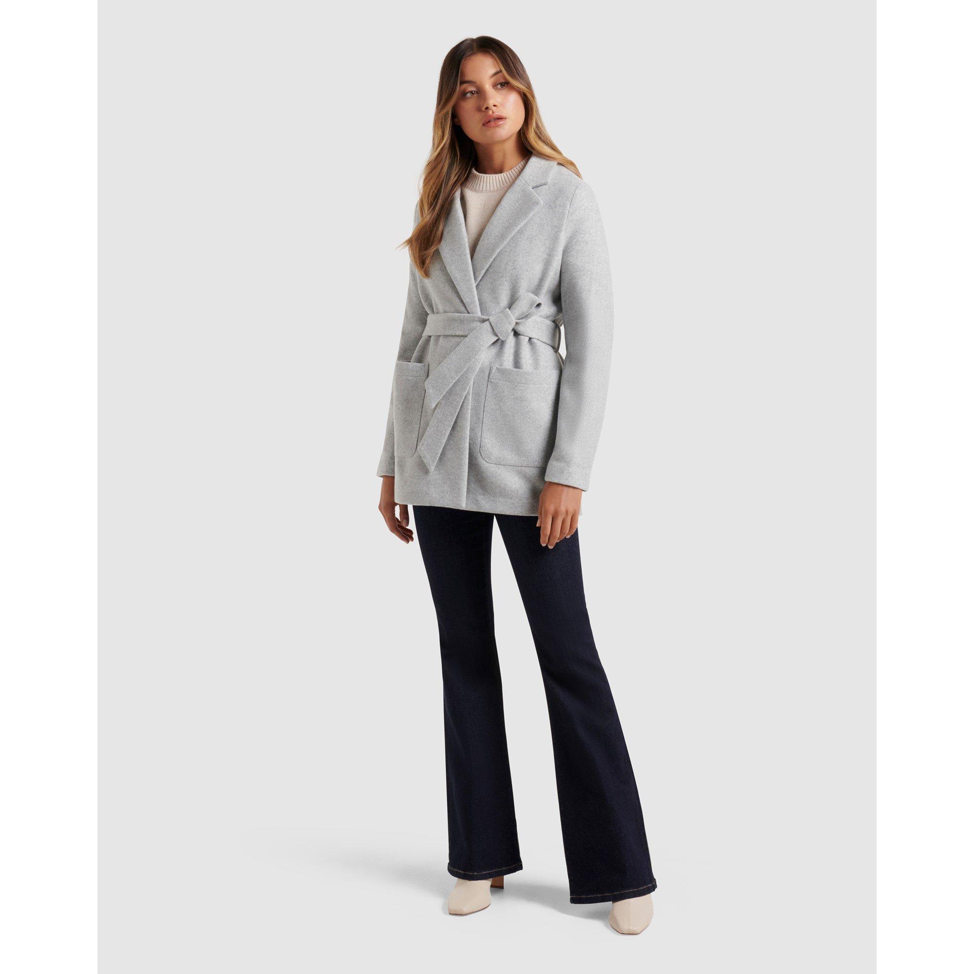 Grey Marle - Forever New - Women's Sarah Wrap Epsom Coat - 6