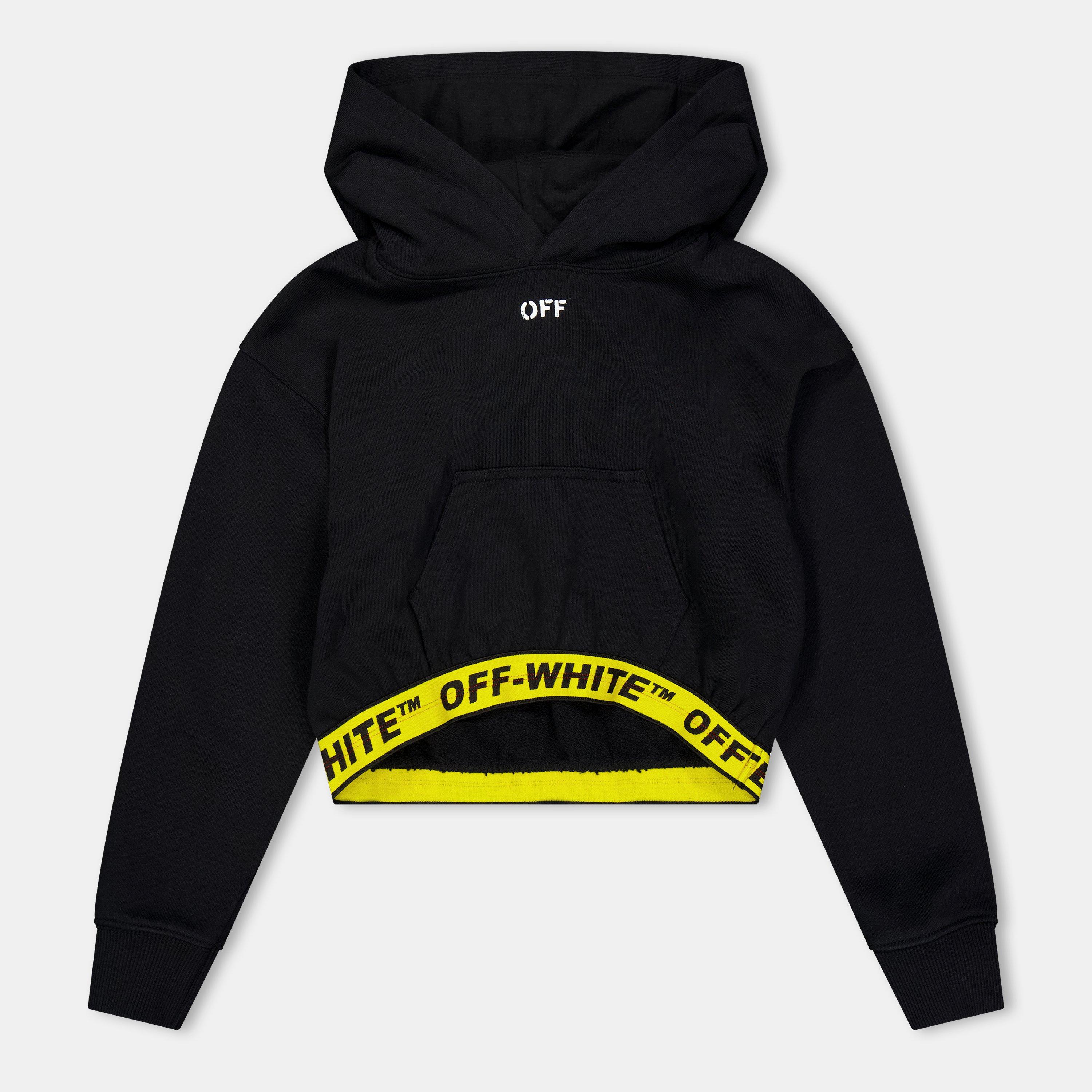 Black - Off White - Kids Cropped Hoodie - 1