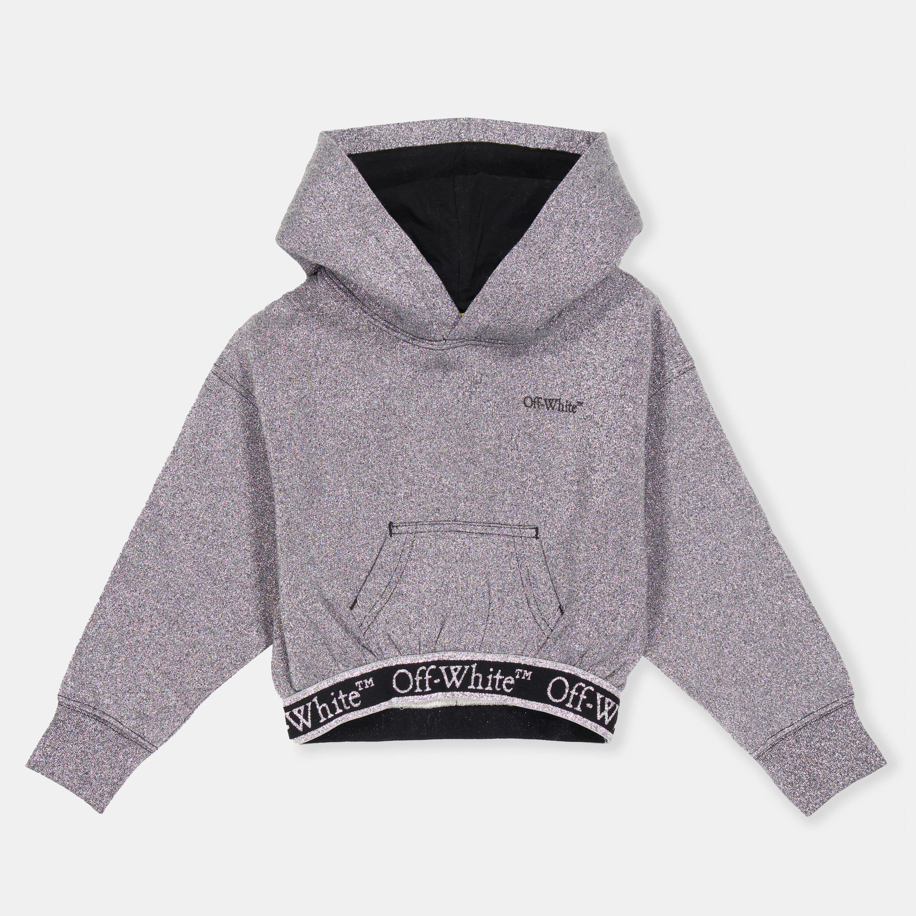 Silver/Black - Off White - Kids Cropped Hoodie - 1