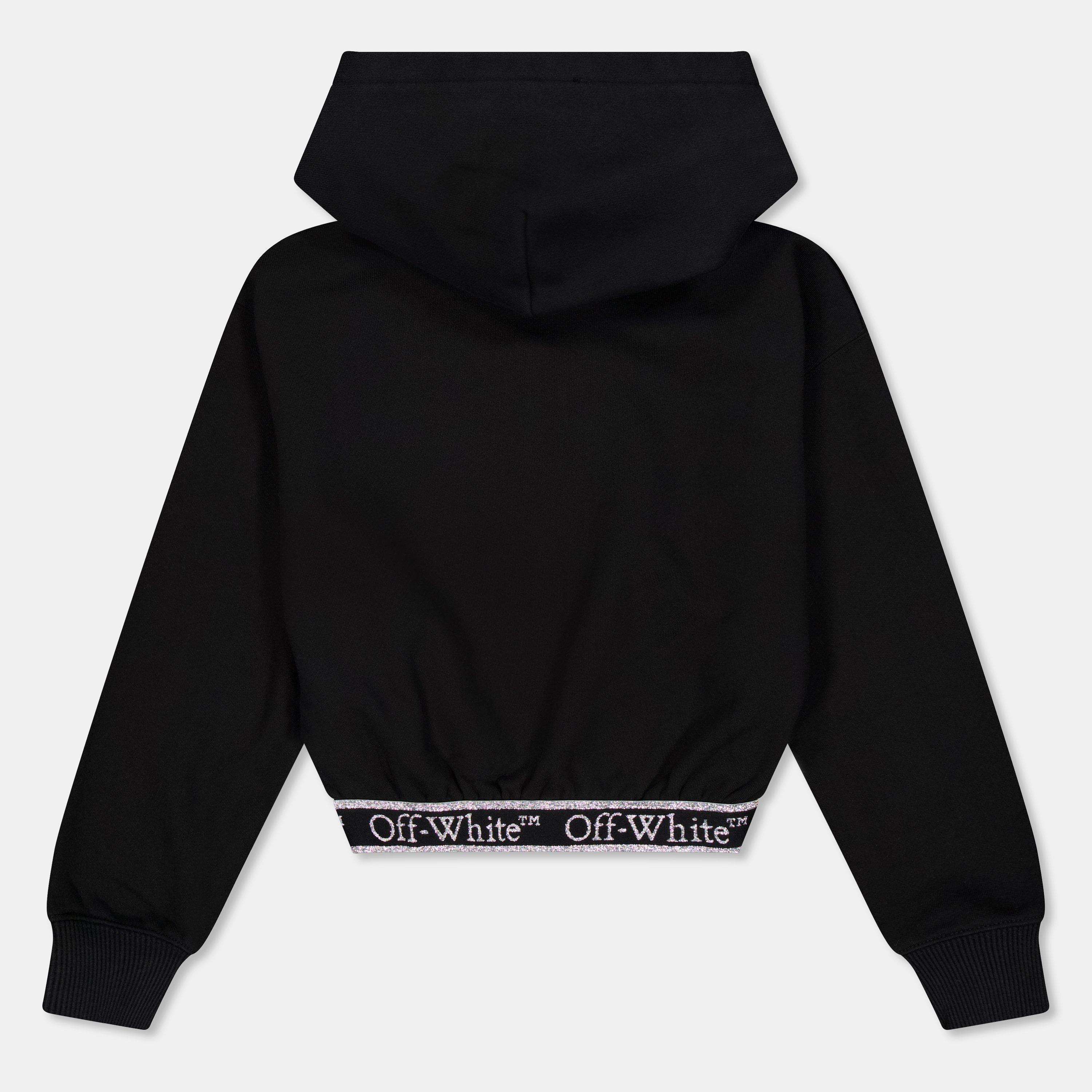 Black/White - Off White - Kids Cropped Hoodie, Cropped Style - 2