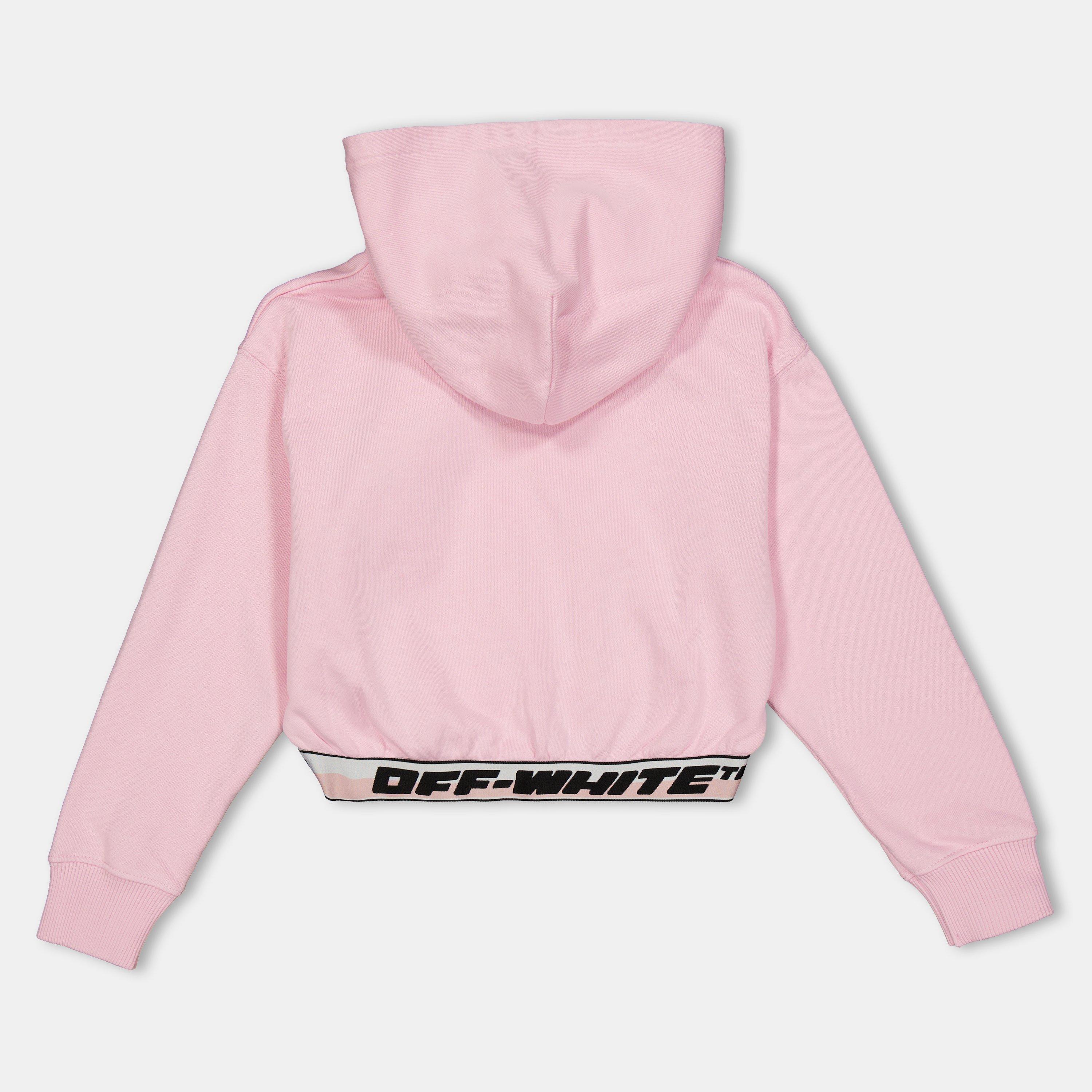 Pink/Black - Off White - Kids Cropped Hoodie - 2