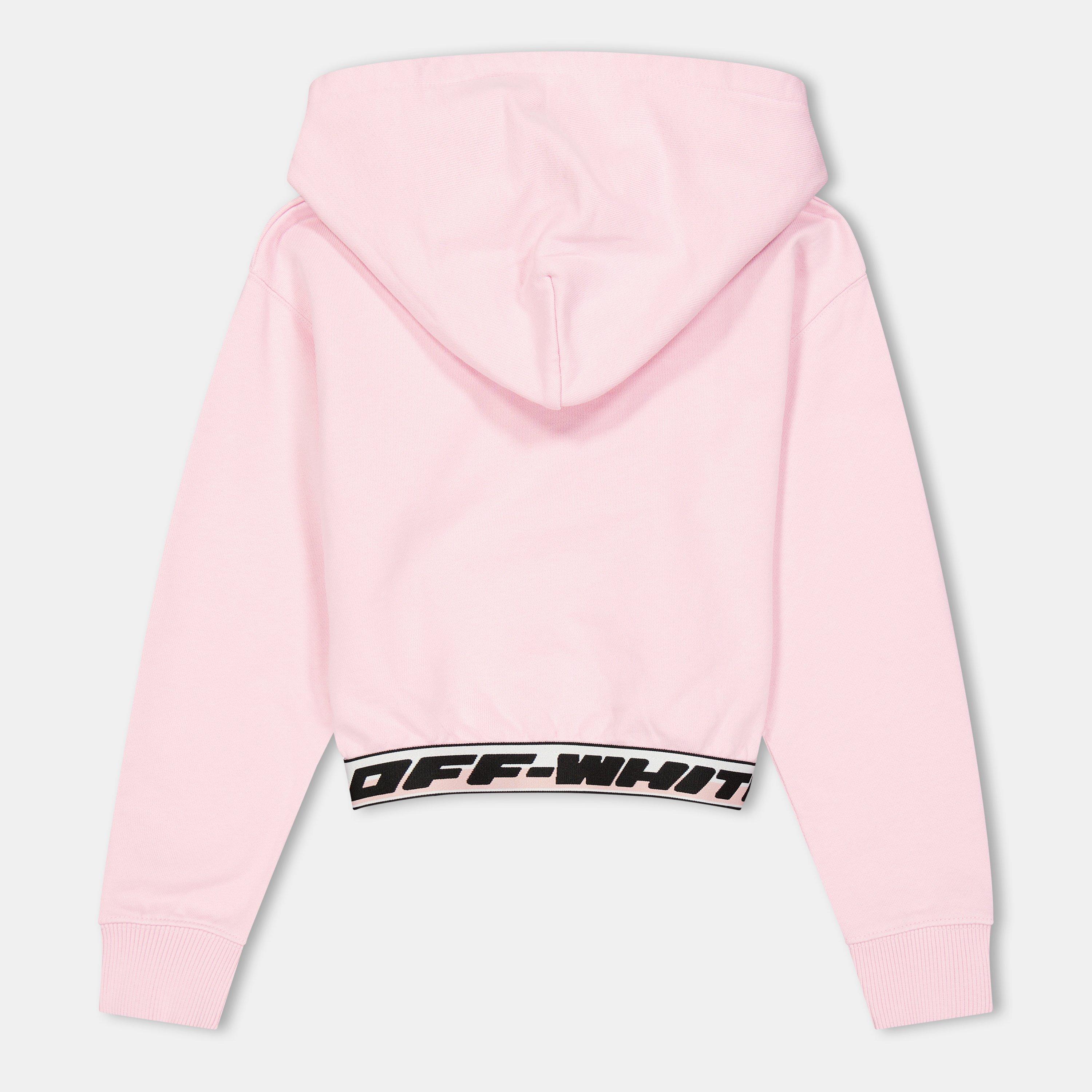 Pink/Black - Off White - Kids Cropped Hoodie - 2