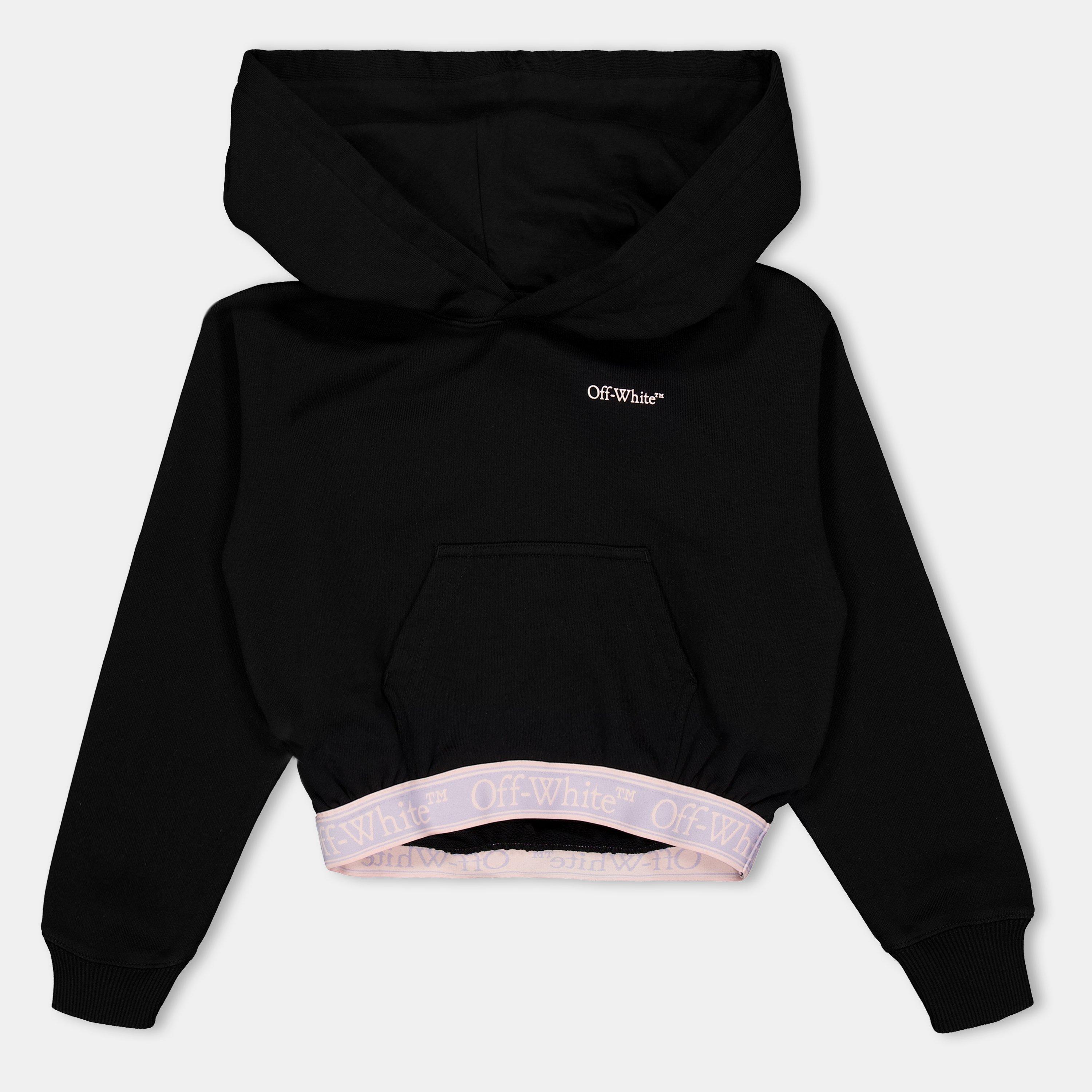 Black/Lilac - Off White - Kids Cropped Hoodie - 1