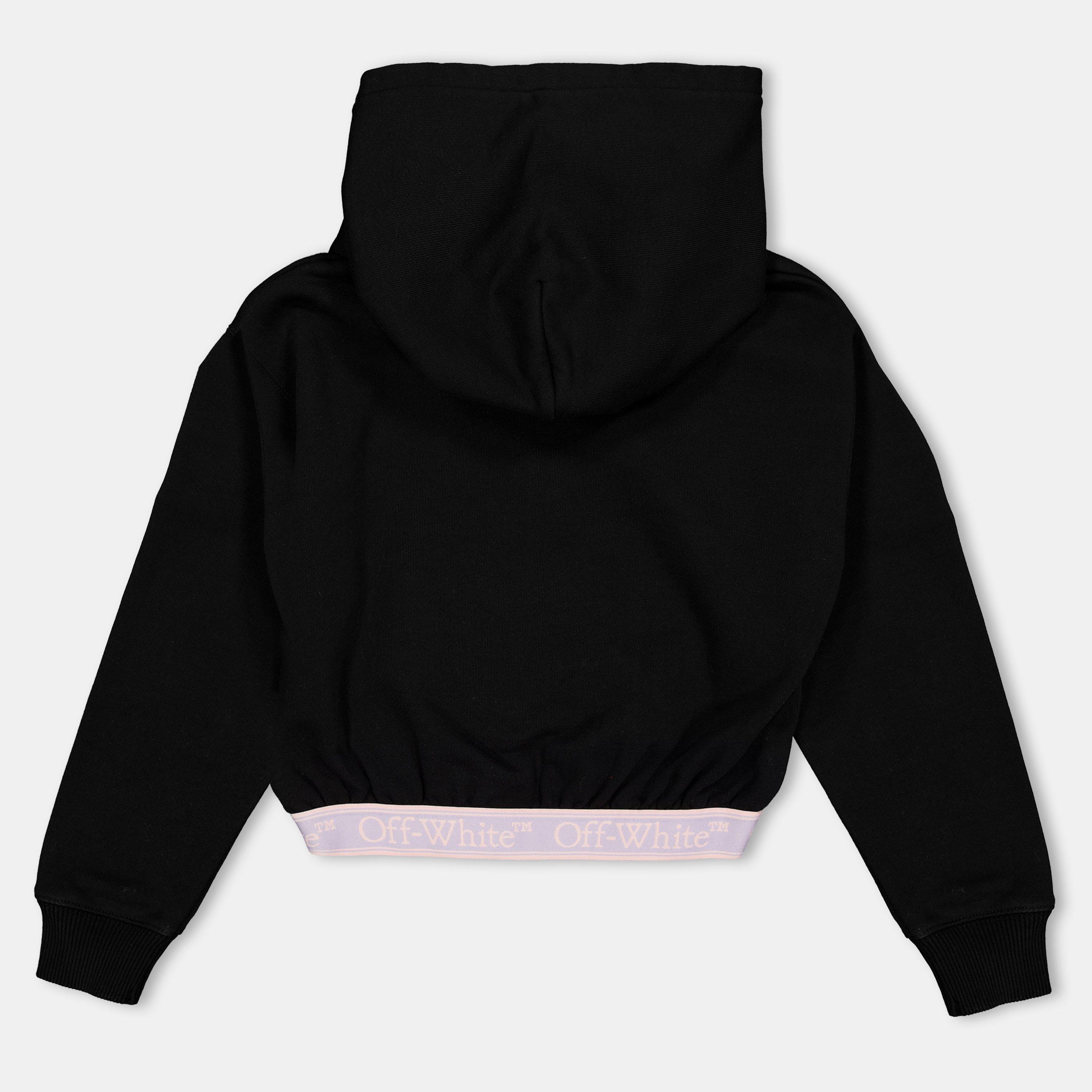 Black/Lilac - Off White - Kids Cropped Hoodie - 2