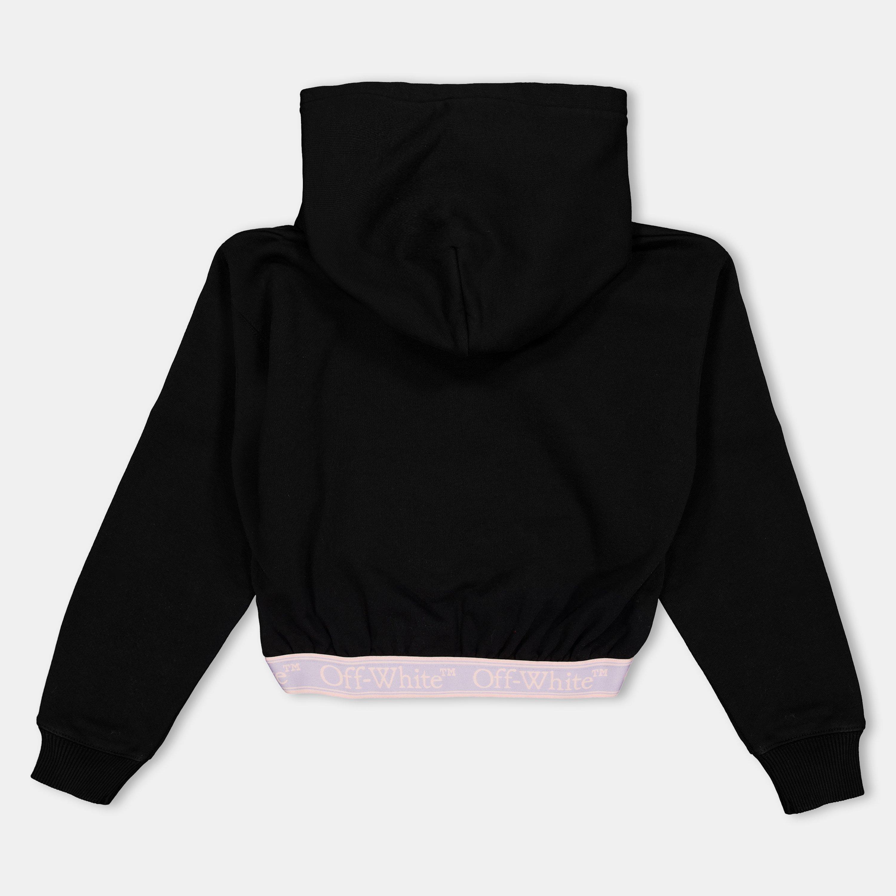 Black/Lilac - Off White - Kids Cropped Hoodie - 2