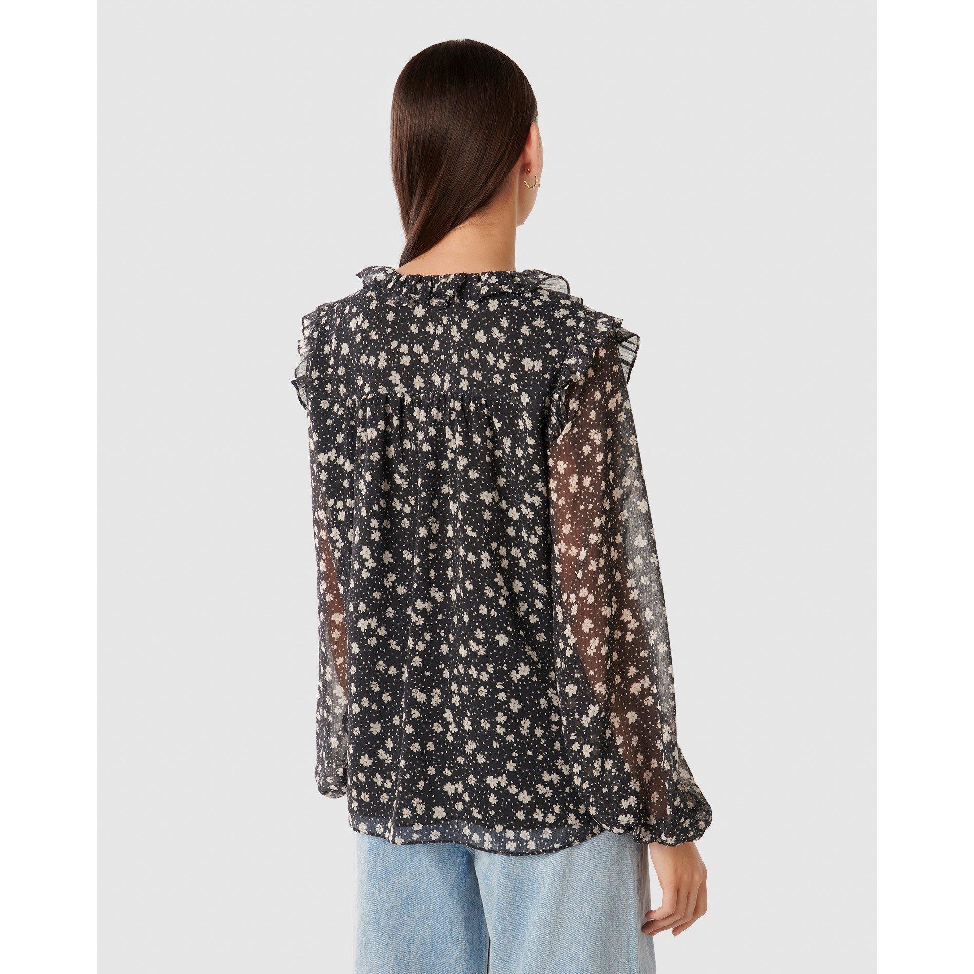 Navy Foley Dits - Forever New - Cody Ruffle Pintuck Blouse - 5