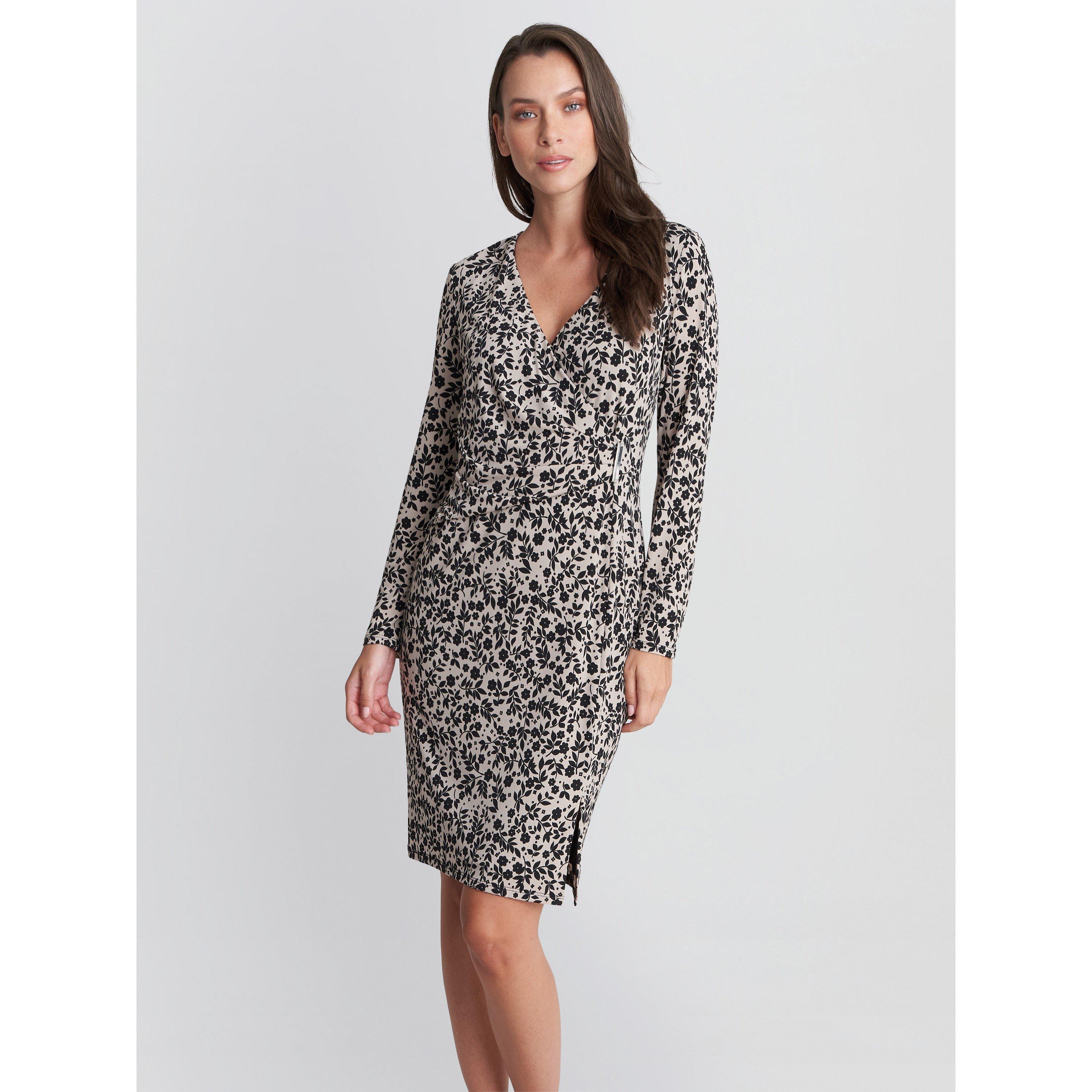 Black / Beige - Gina Bacconi - Florentina Wrap Dress - 1