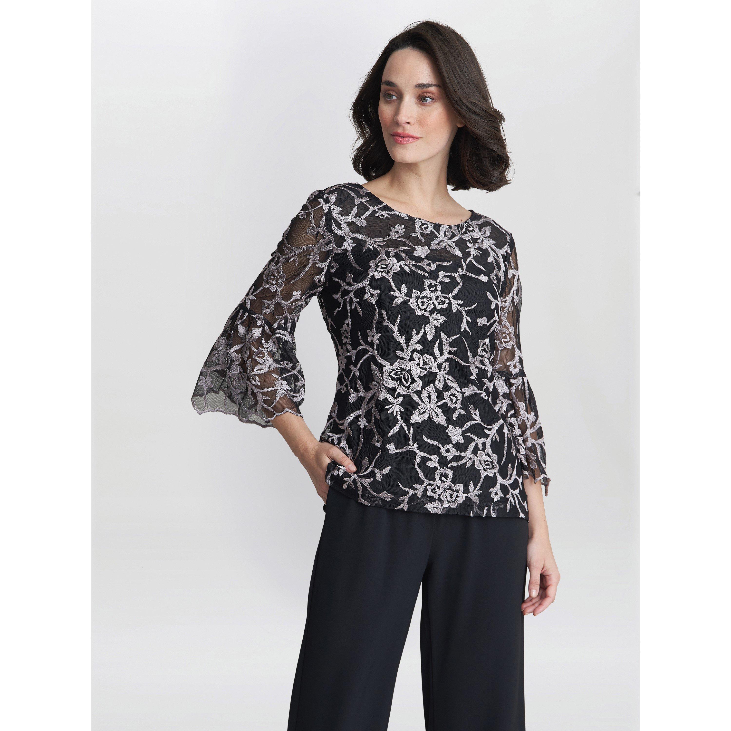 Gina Bacconi Women's Brianna Embroidered Blouse - Black / Pink - M