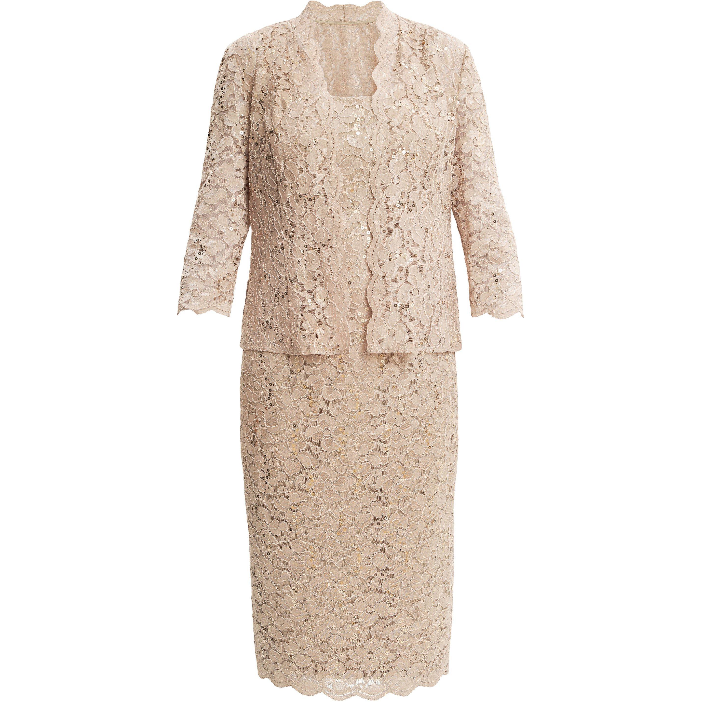 Champagne - Gina Bacconi - Kayla Sequin Lace Shift Dress - 4