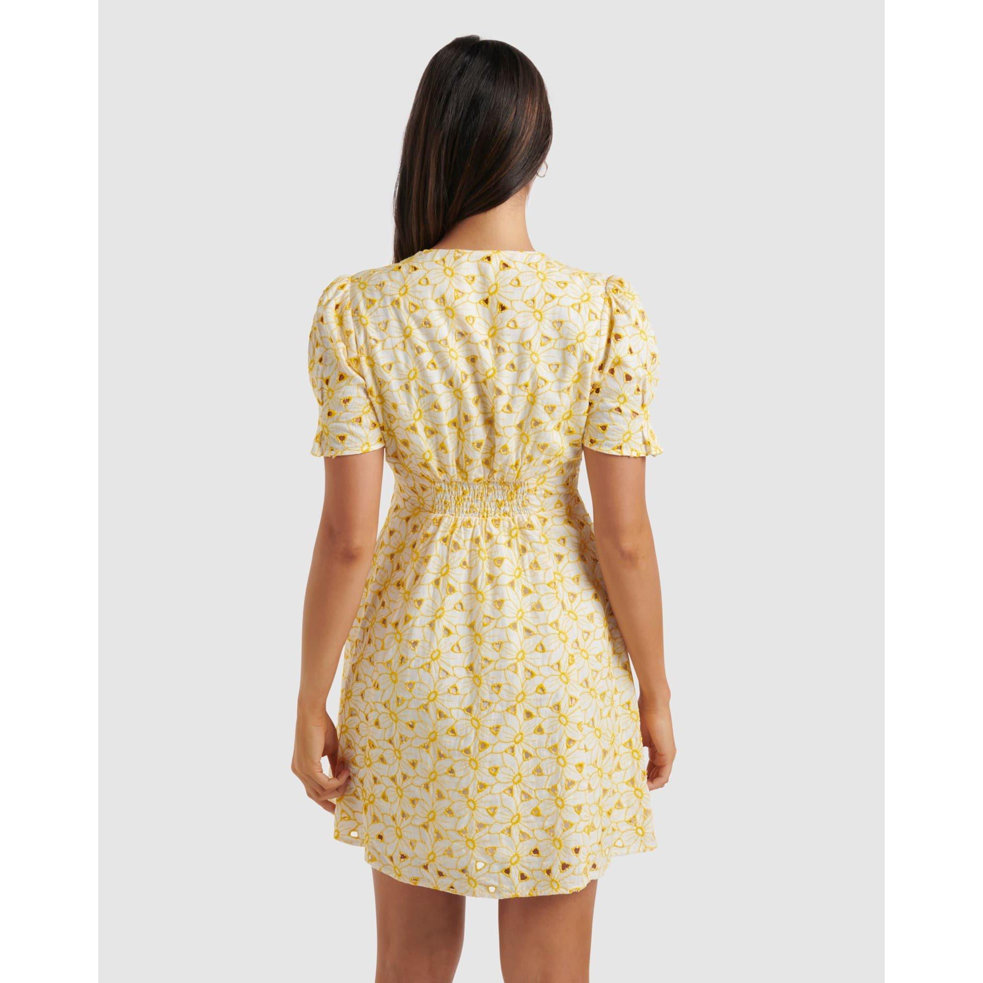 Porcelain / Yel - Forever New - Saffron Broderie Mini Sun Dress - 5