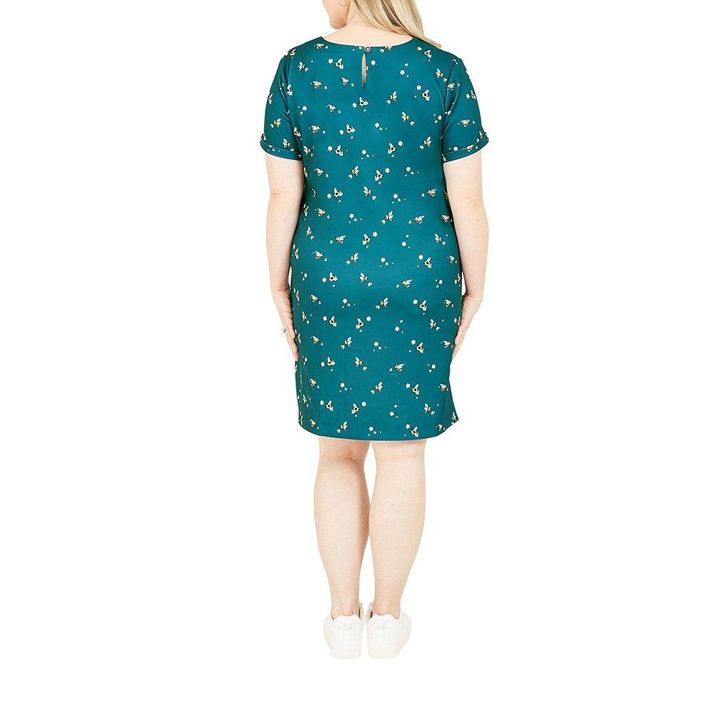 Green - Yumi - Green Plus Size Bee Daisy Tunic Dress - 3