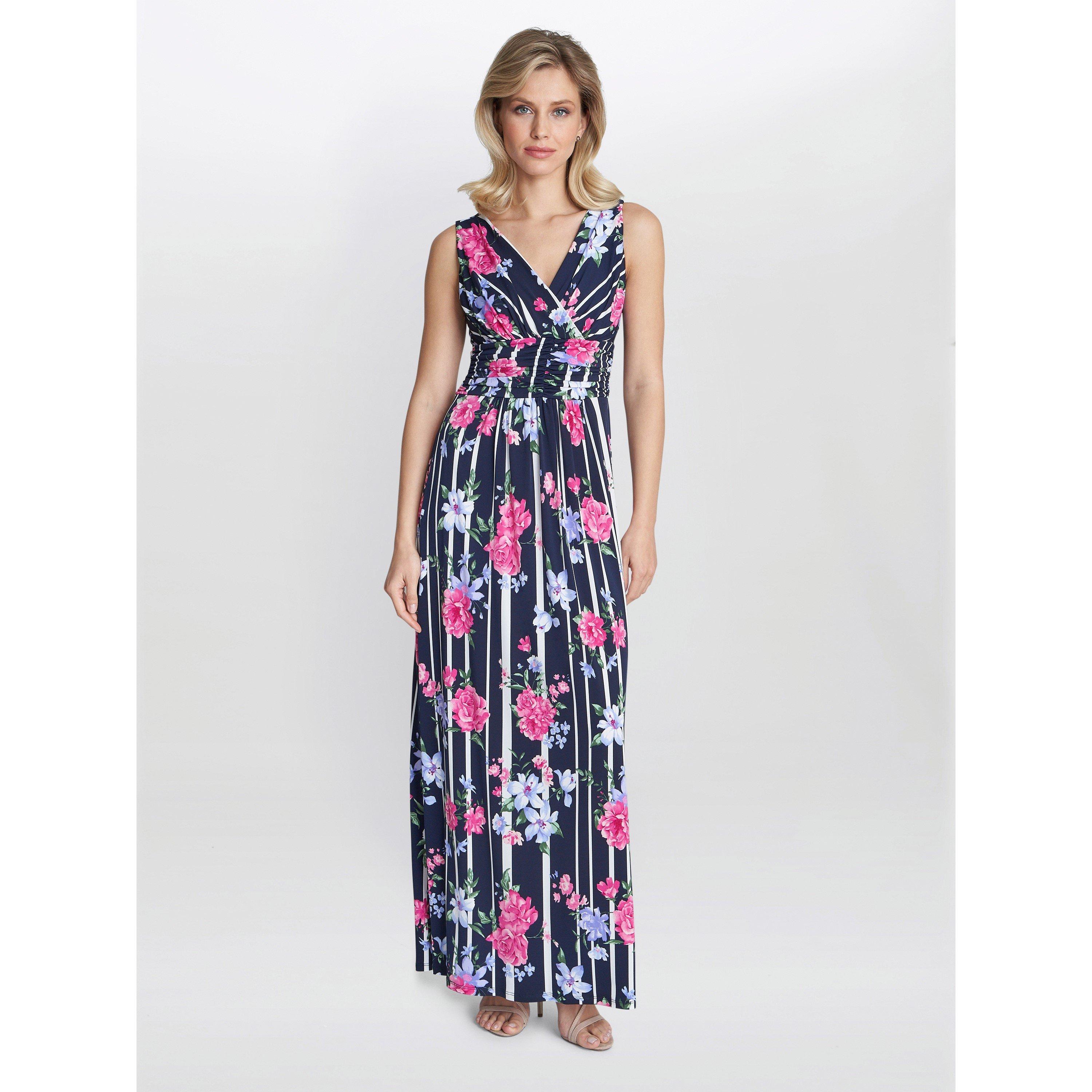 Gina Bacconi Women's Maxene Jersey Maxi Dress - Navy / Pink - 14