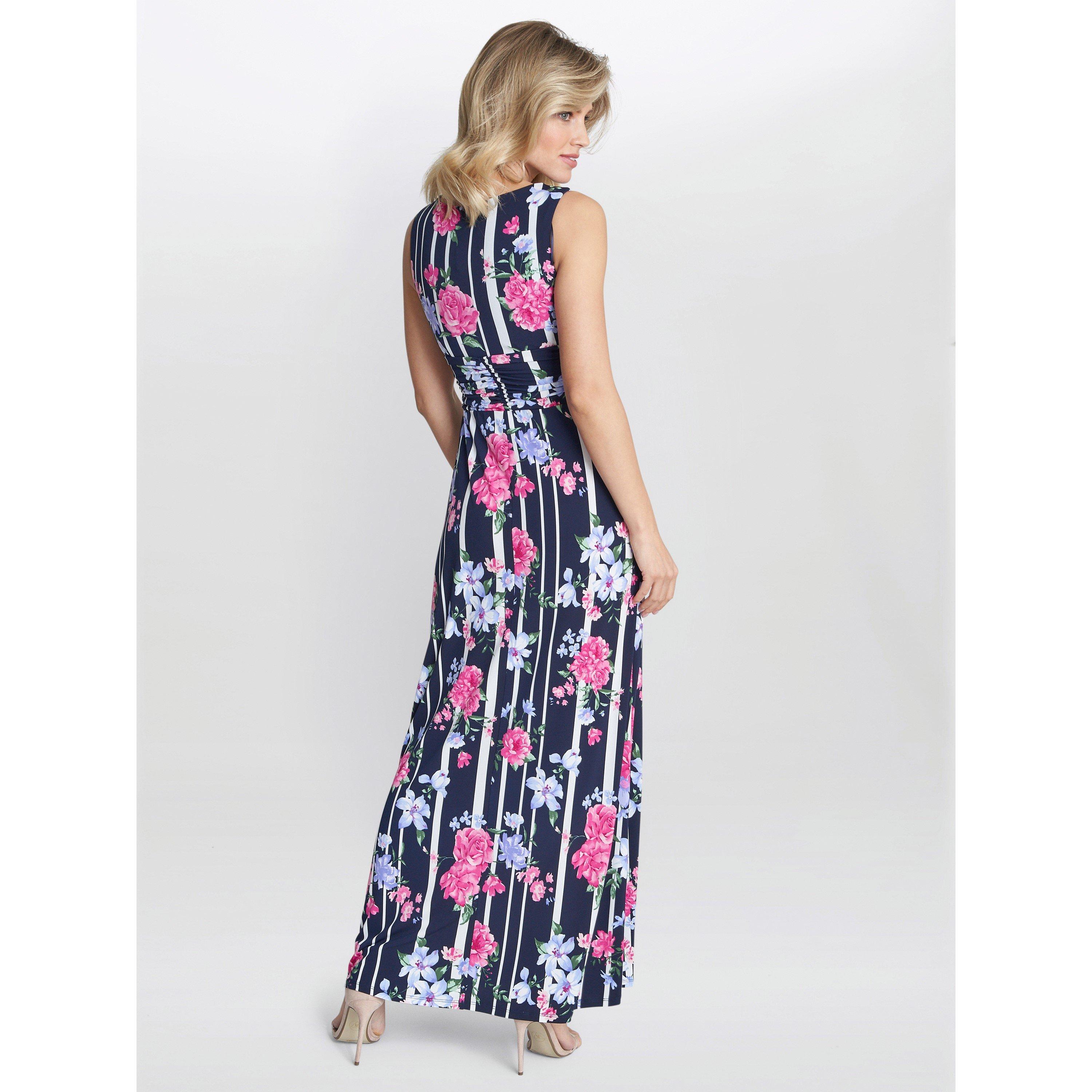 Navy / Pink - Gina Bacconi - Maxene Jersey Maxi Dress - 2
