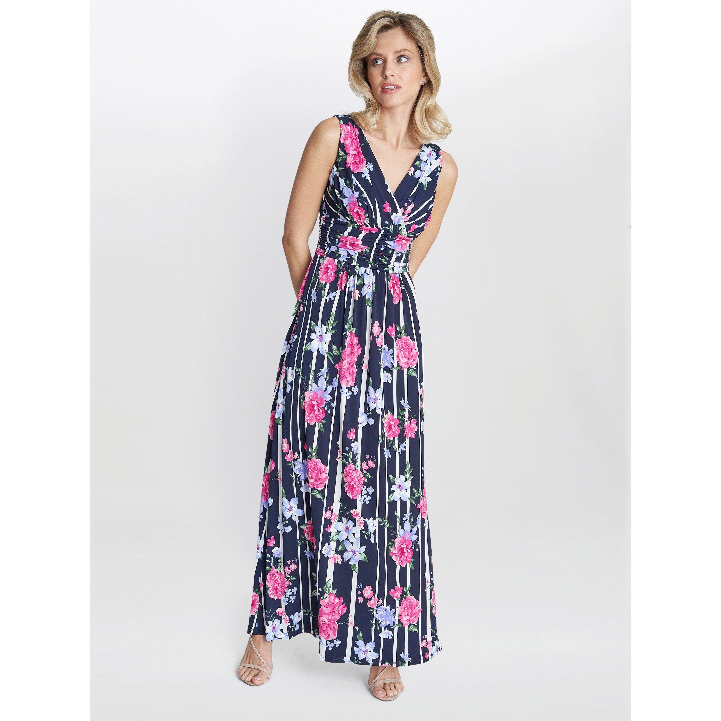 Navy / Pink - Gina Bacconi - Maxene Jersey Maxi Dress - 3