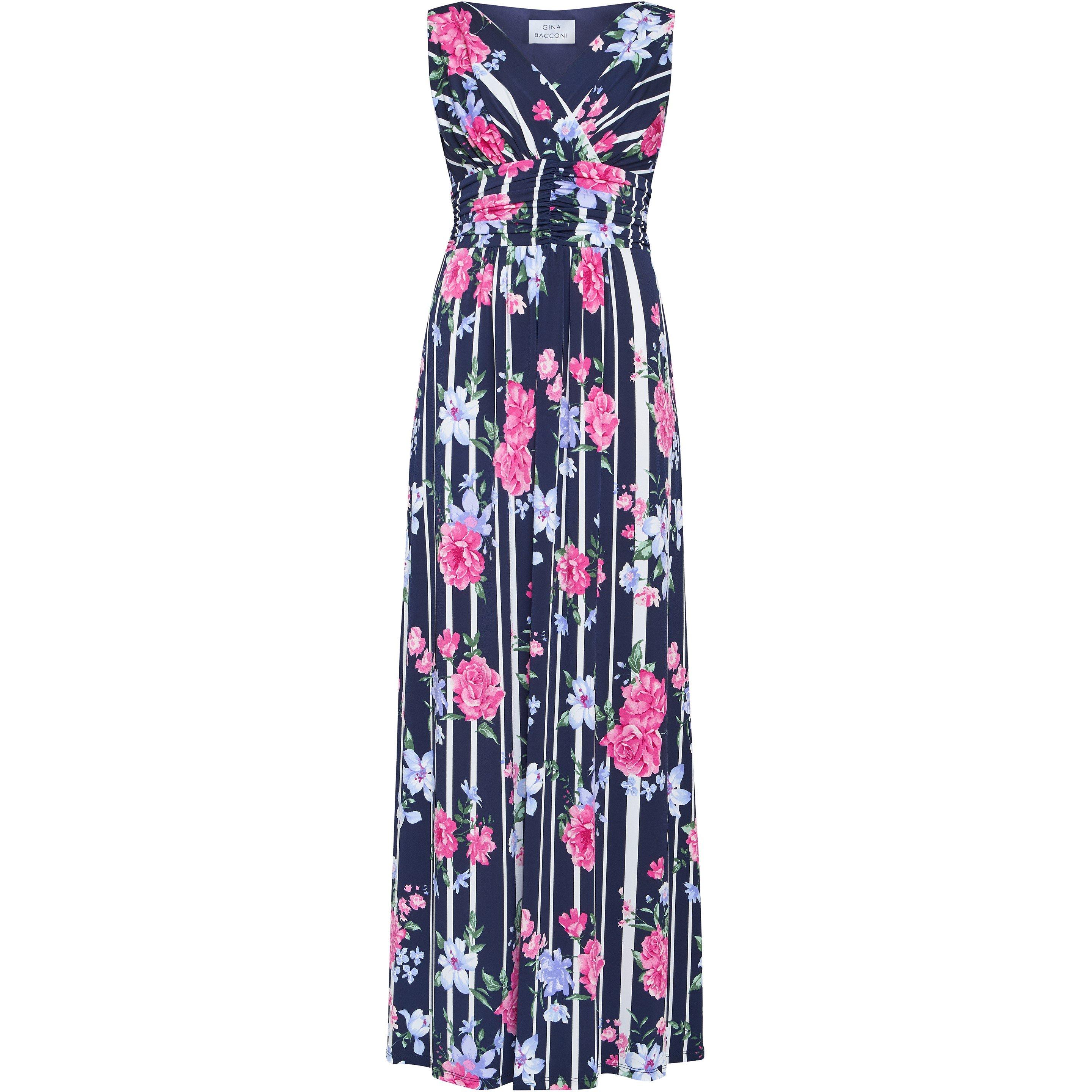 Navy / Pink - Gina Bacconi - Maxene Jersey Maxi Dress - 4