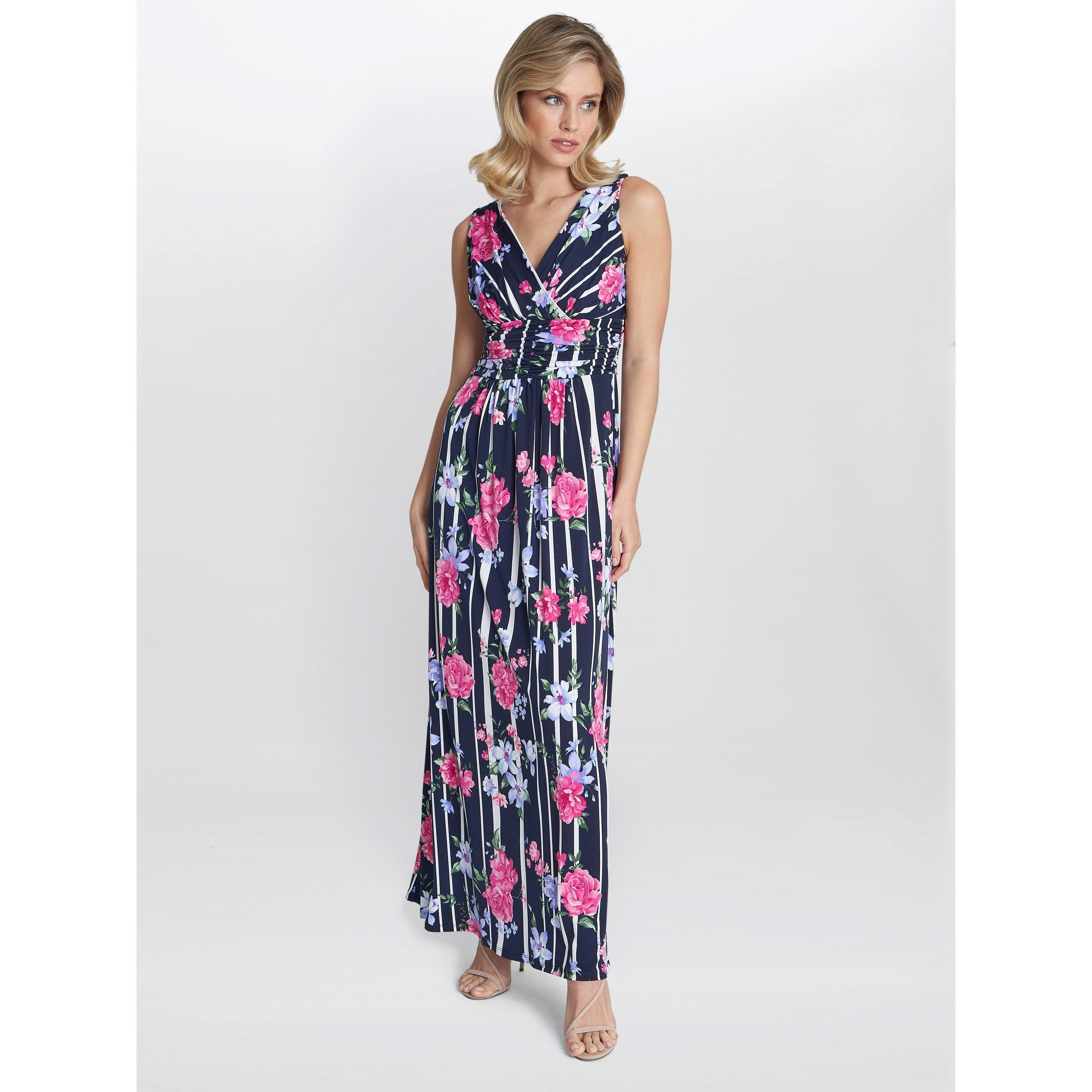 Navy / Pink - Gina Bacconi - Maxene Jersey Maxi Dress - 6