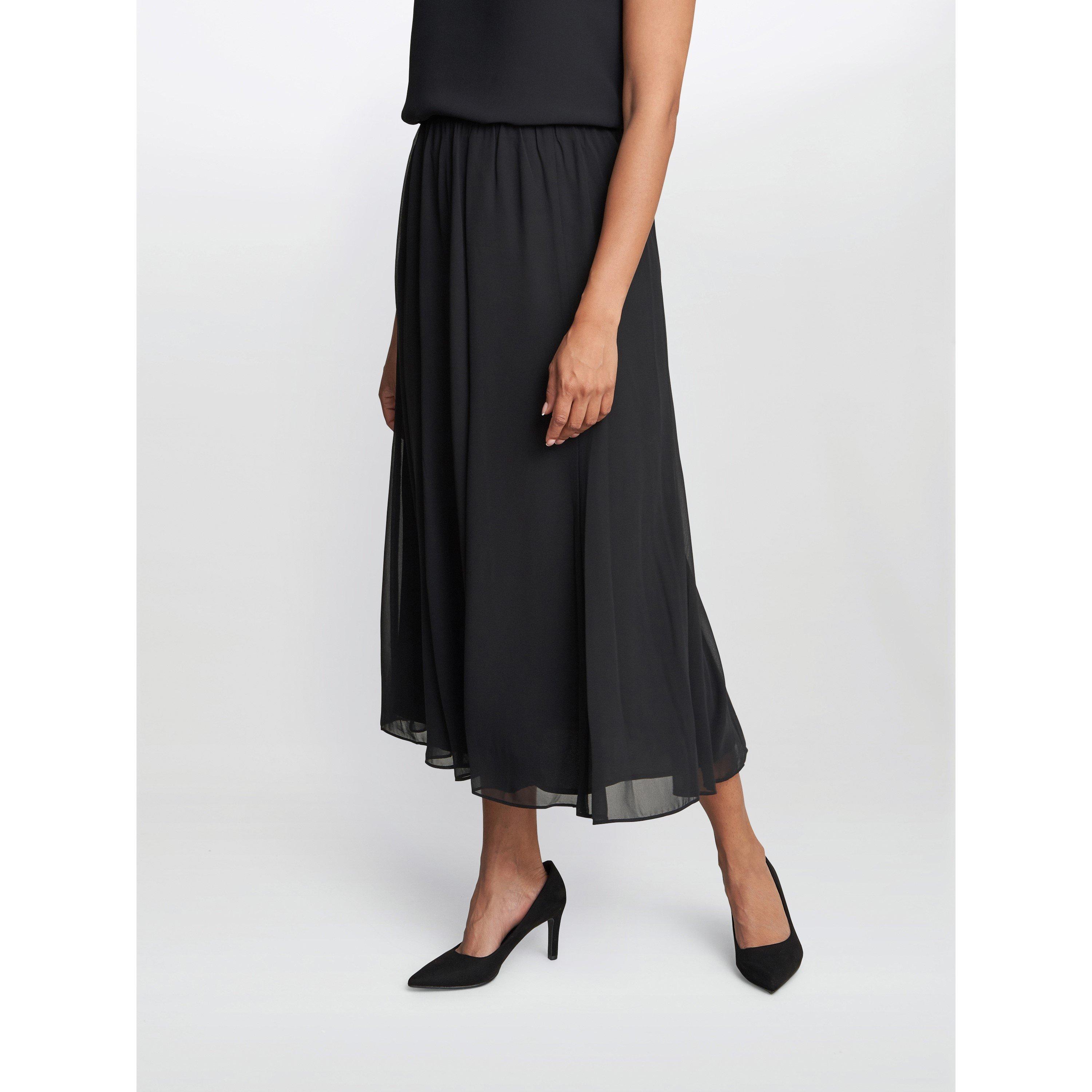 Gina Bacconi Women's Annalise Flowing Chiffon Midi Skirt - Black - M