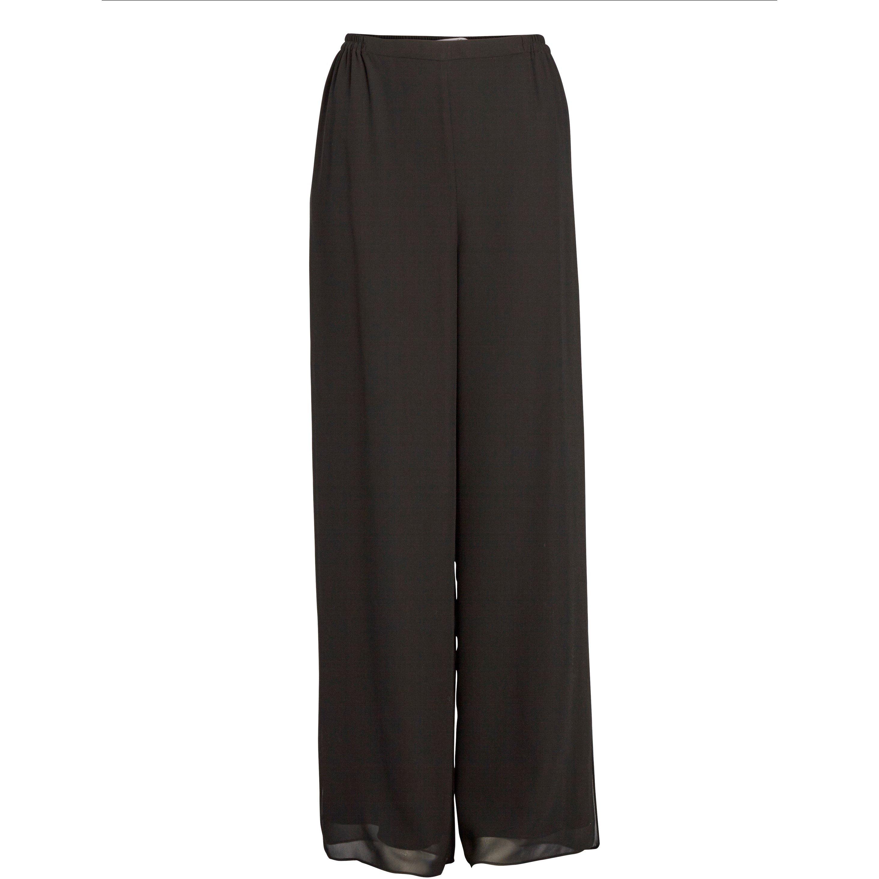 Black - Gina Bacconi - Chiffon Layered Trouser With Slits - 1