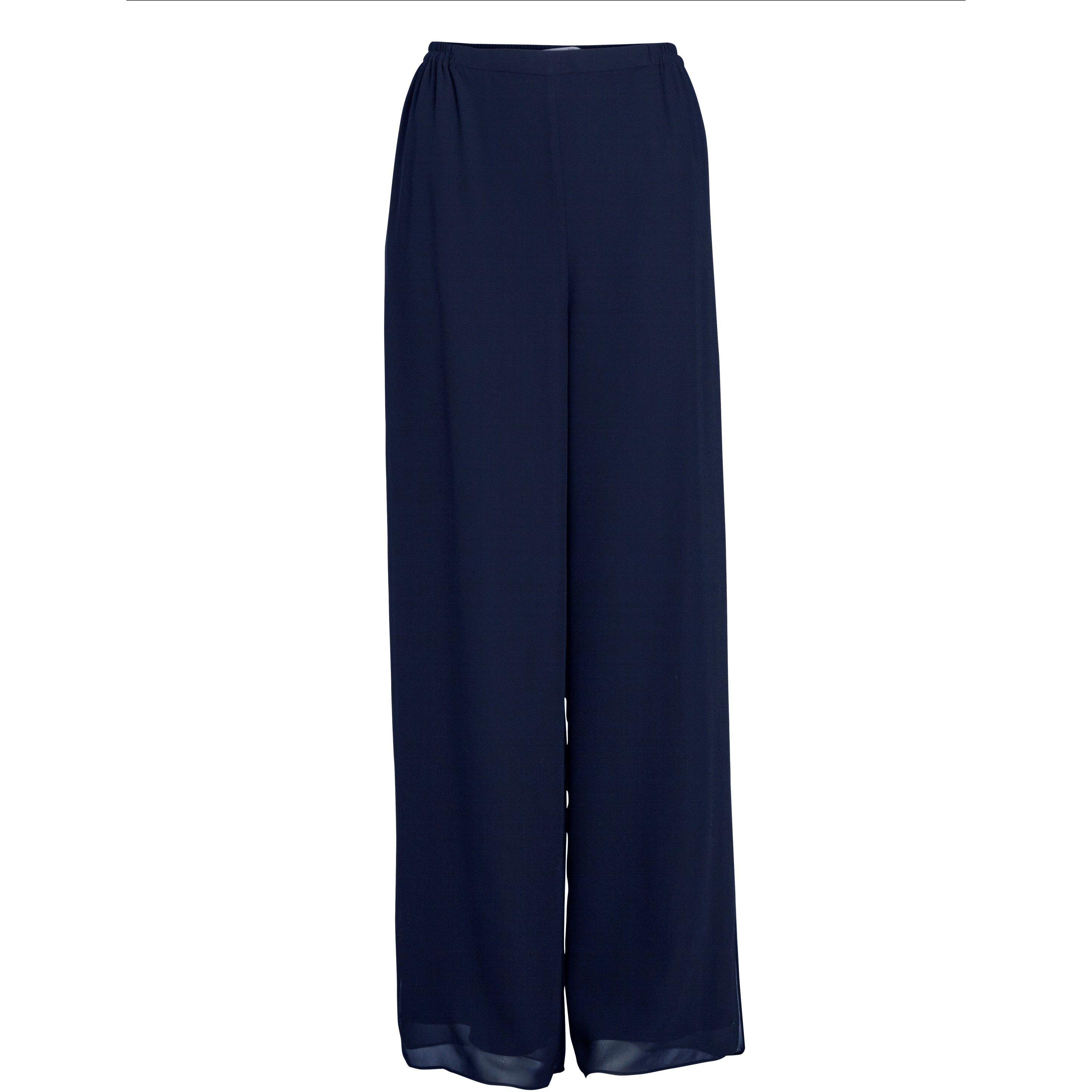 Gina Bacconi Women's Chiffon Layered Trouser With Slits - Navy - 20