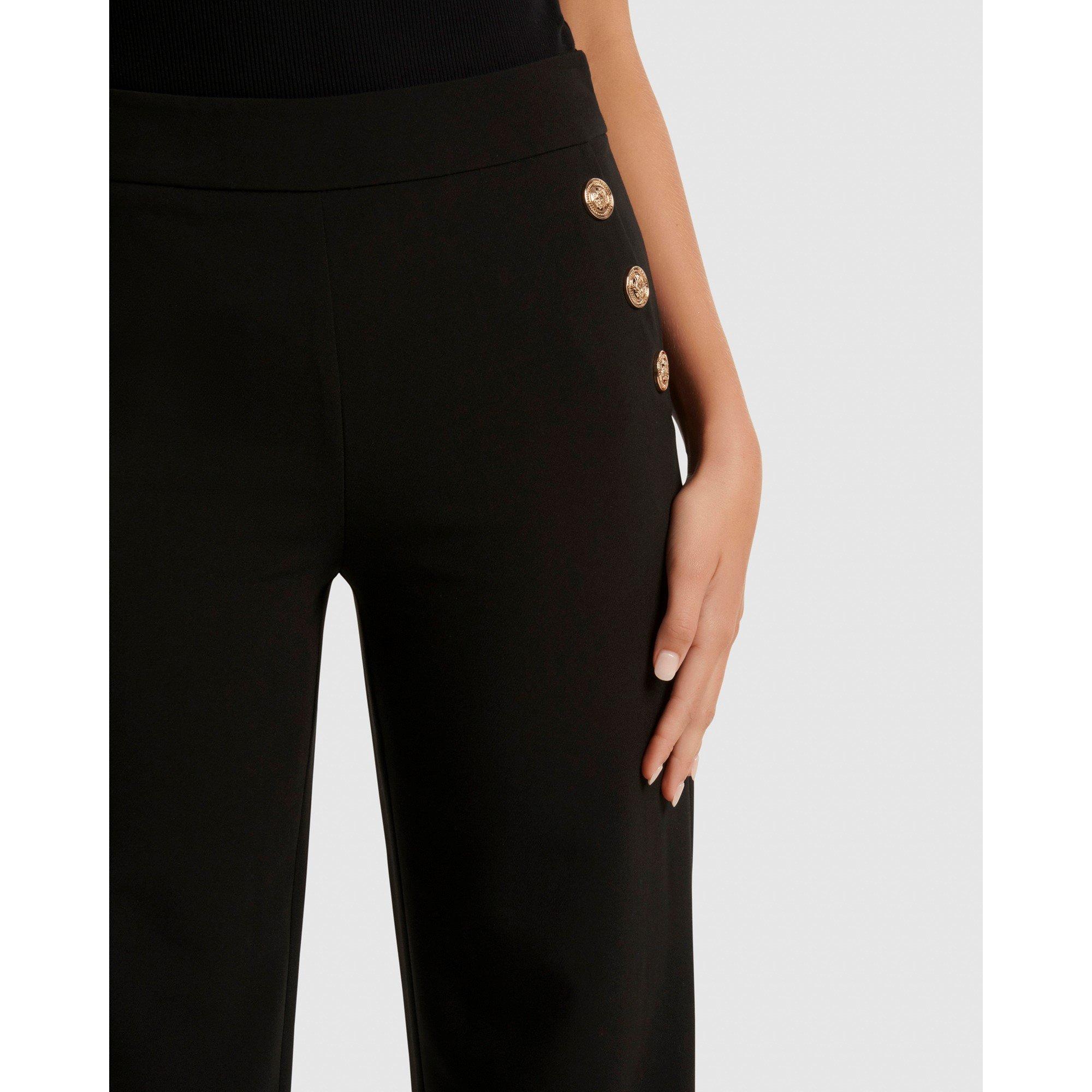 Black - Forever New - Megan Button Wide Leg Pant - 3