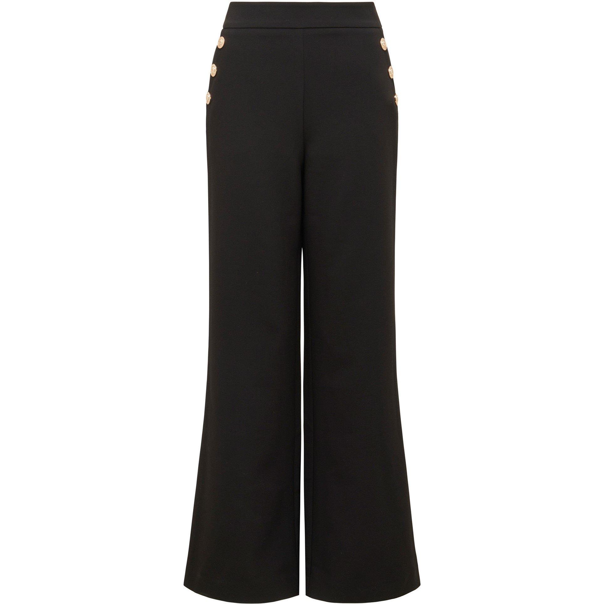 Black - Forever New - Megan Button Wide Leg Pant - 6