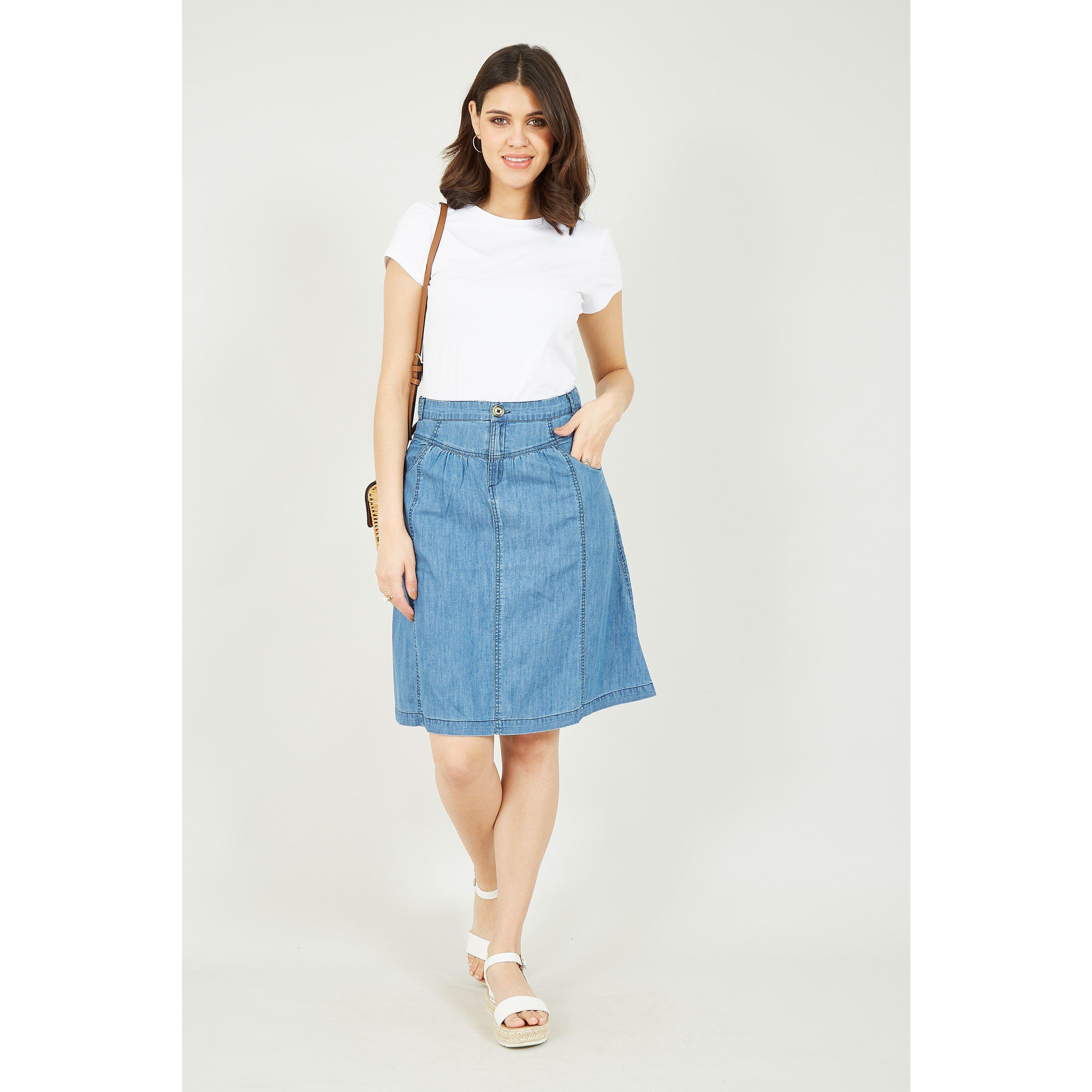 Light Blue - Yumi - Blue Chambray Skirt - 2