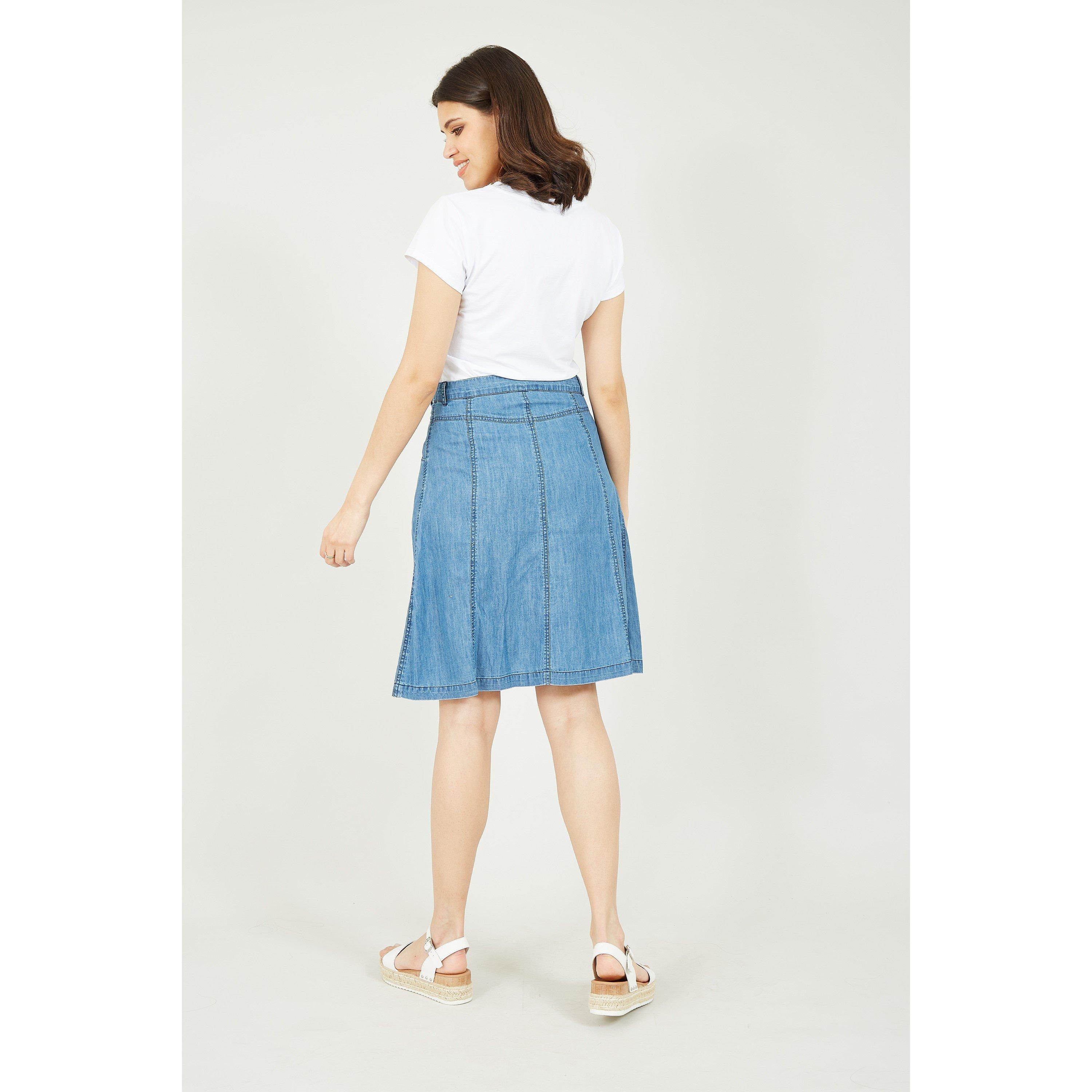 Light Blue - Yumi - Blue Chambray Skirt - 3
