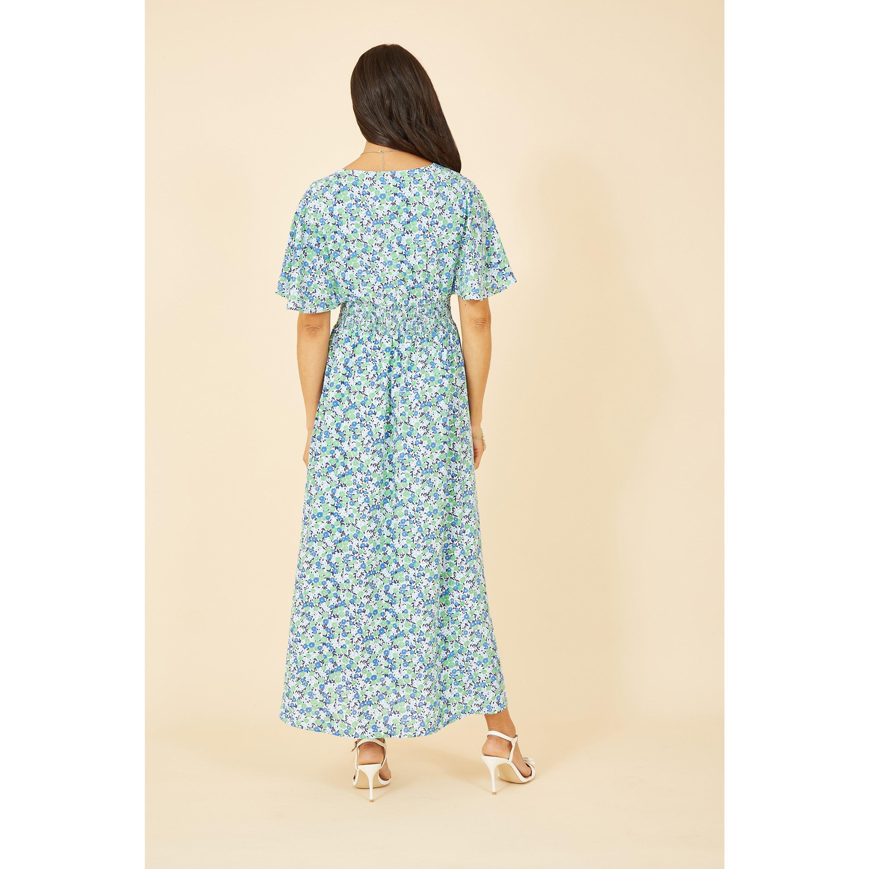Green - Yumi - Green Ditsy Print Maxi Dress - 3