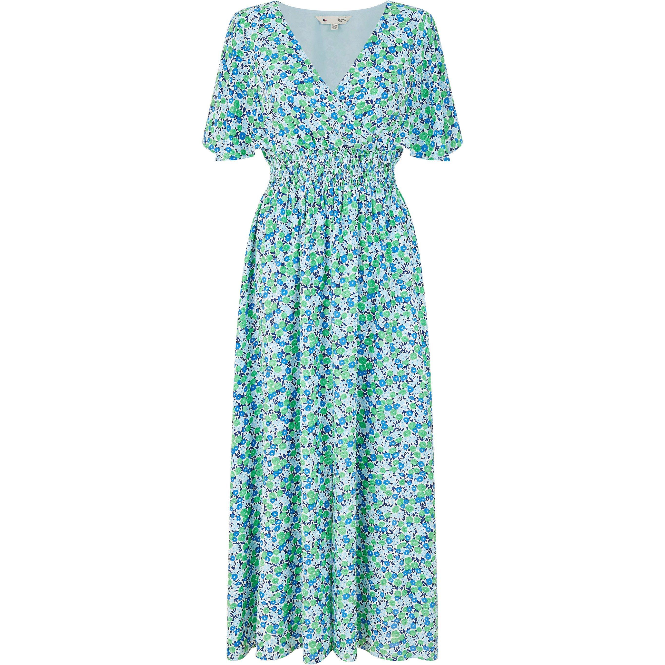 Green - Yumi - Green Ditsy Print Maxi Dress - 4
