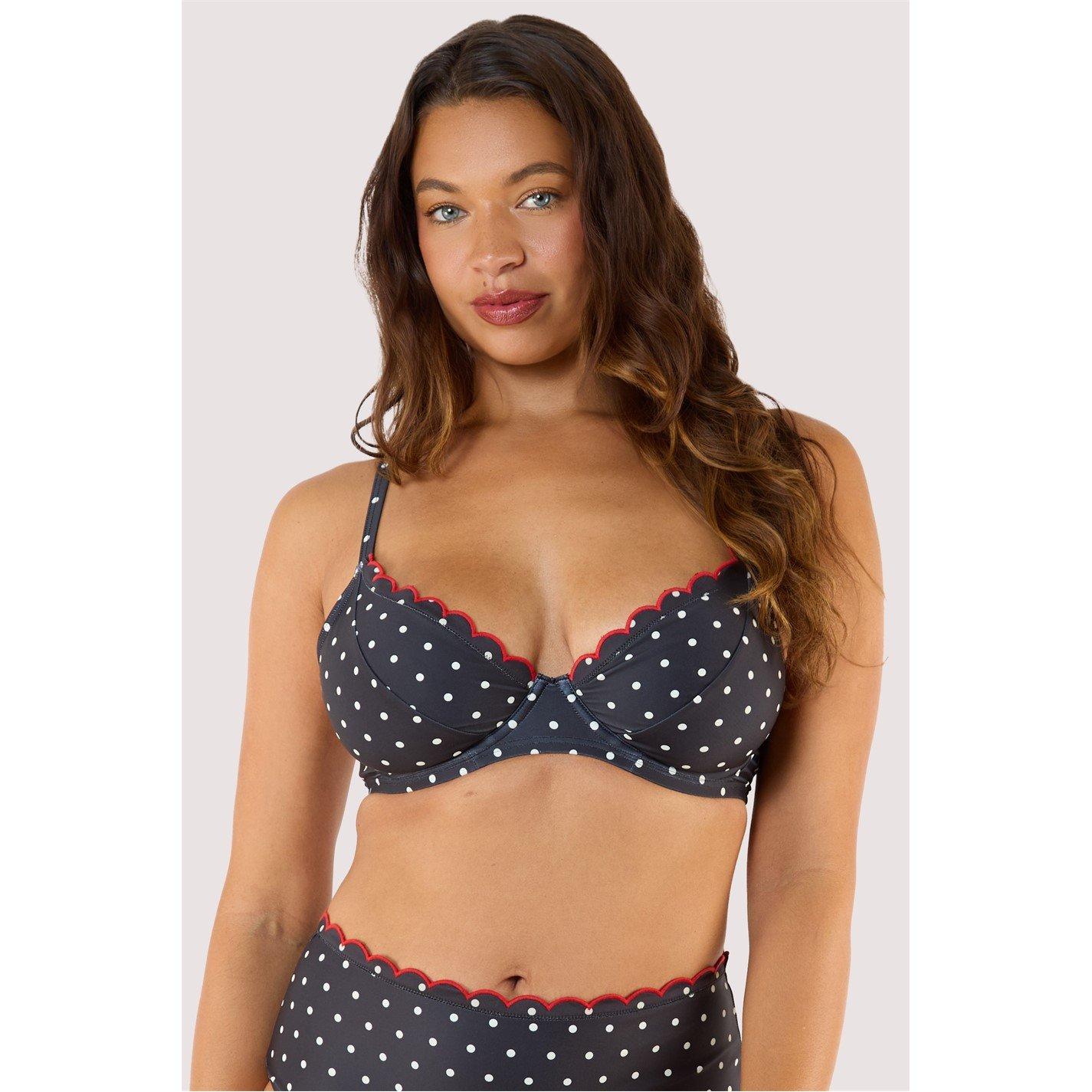 Polka Dot - Peek and Beau - Sadie Polka Dot Scallop Underwired Plunge Top - 2