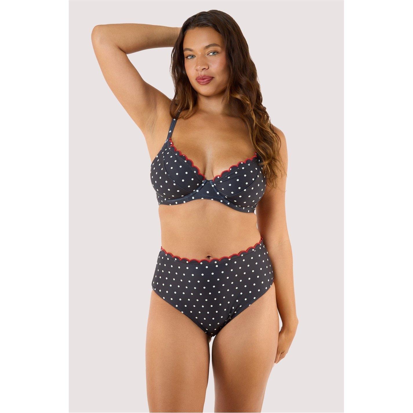 Polka Dot - Peek and Beau - Sadie Polka Dot Scallop Underwired Plunge Top - 4