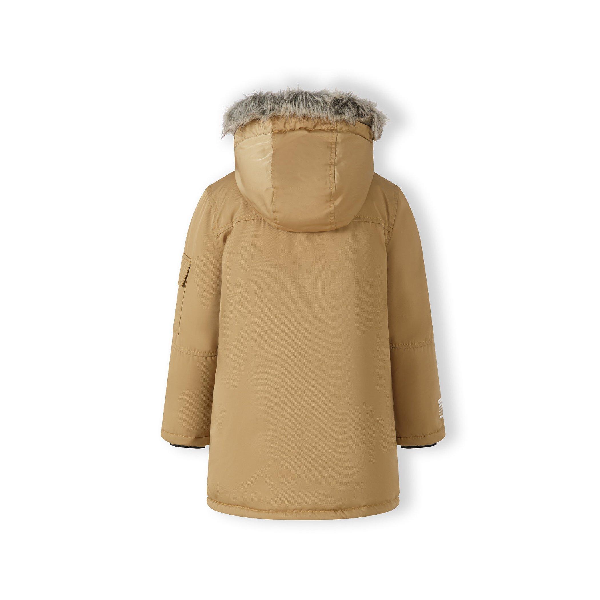 Kamel - Minoti - Boys long parka with fur hood and chest pocket beige - 3