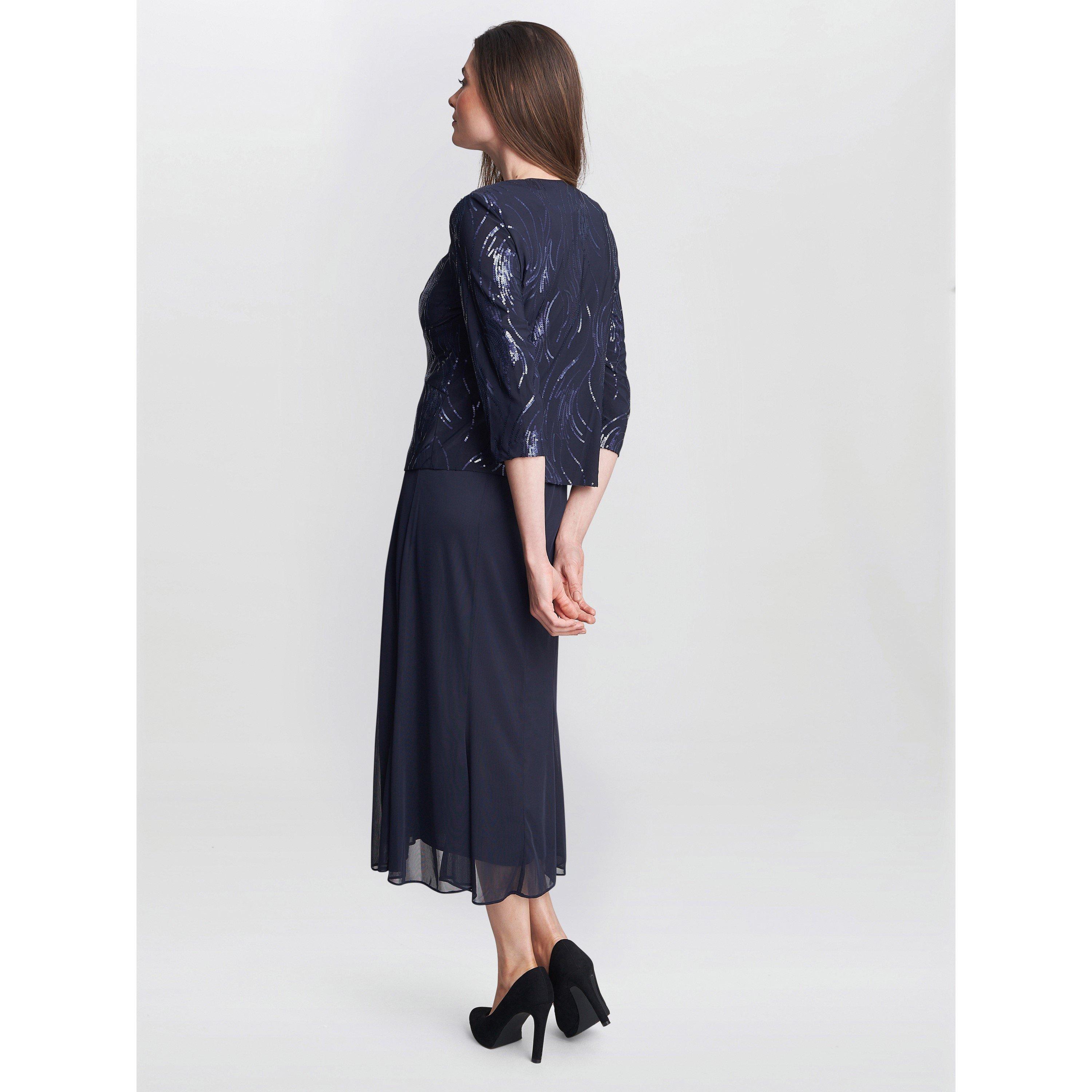 Spring Navy - Gina Bacconi - Karyn Midi Firework Sequin Jacket Dress - 2