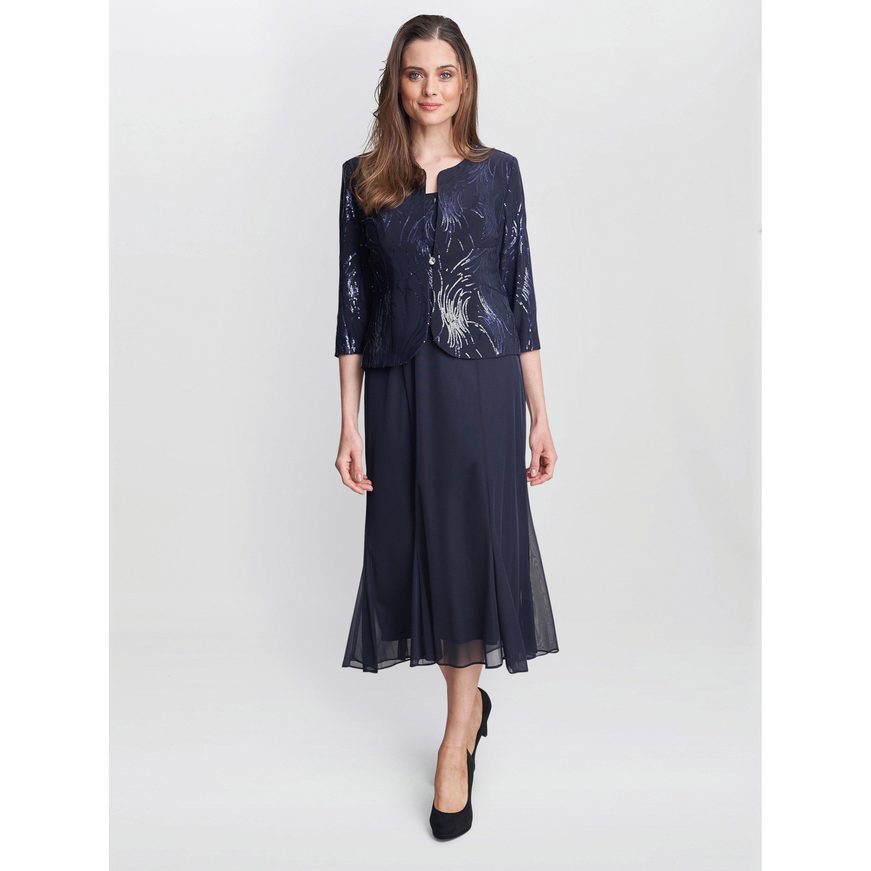 Spring Navy - Gina Bacconi - Karyn Midi Firework Sequin Jacket Dress - 3