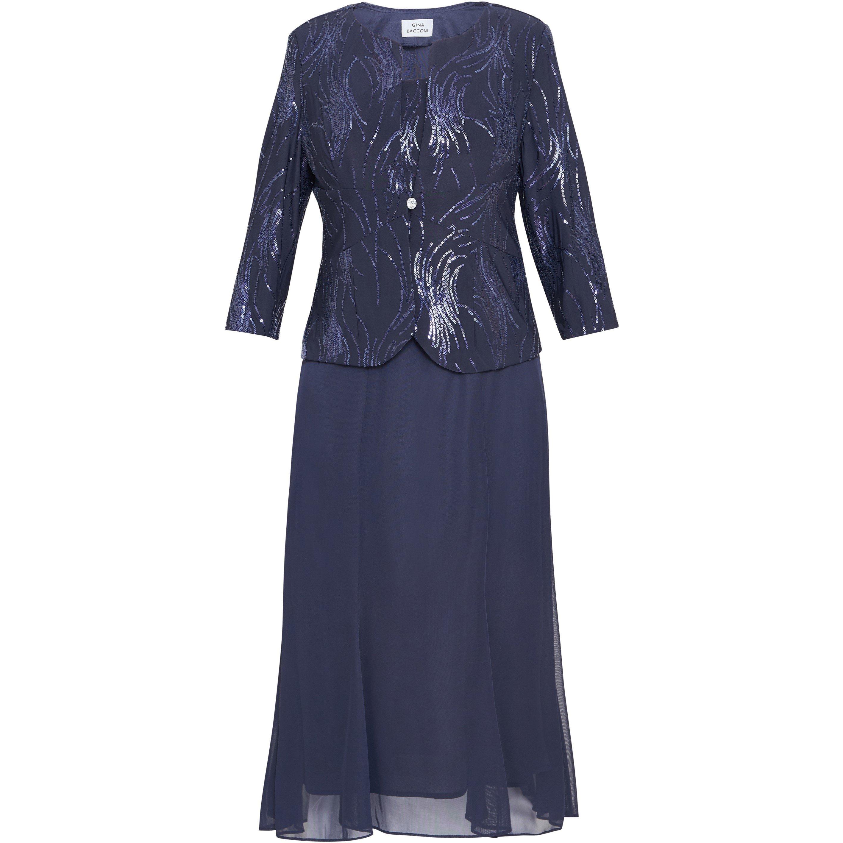 Spring Navy - Gina Bacconi - Karyn Midi Firework Sequin Jacket Dress - 4
