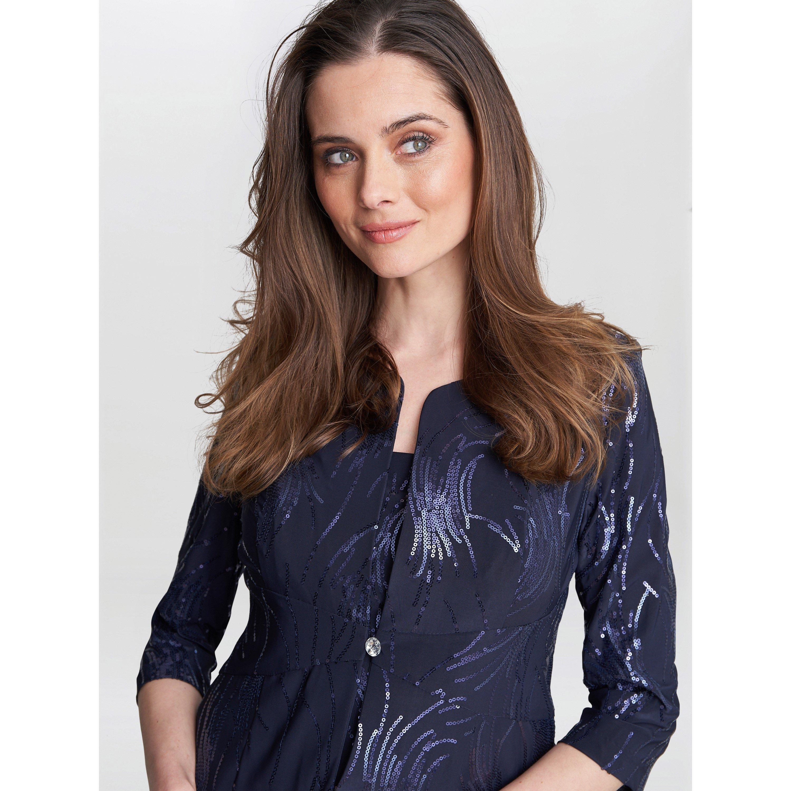Spring Navy - Gina Bacconi - Karyn Midi Firework Sequin Jacket Dress - 5