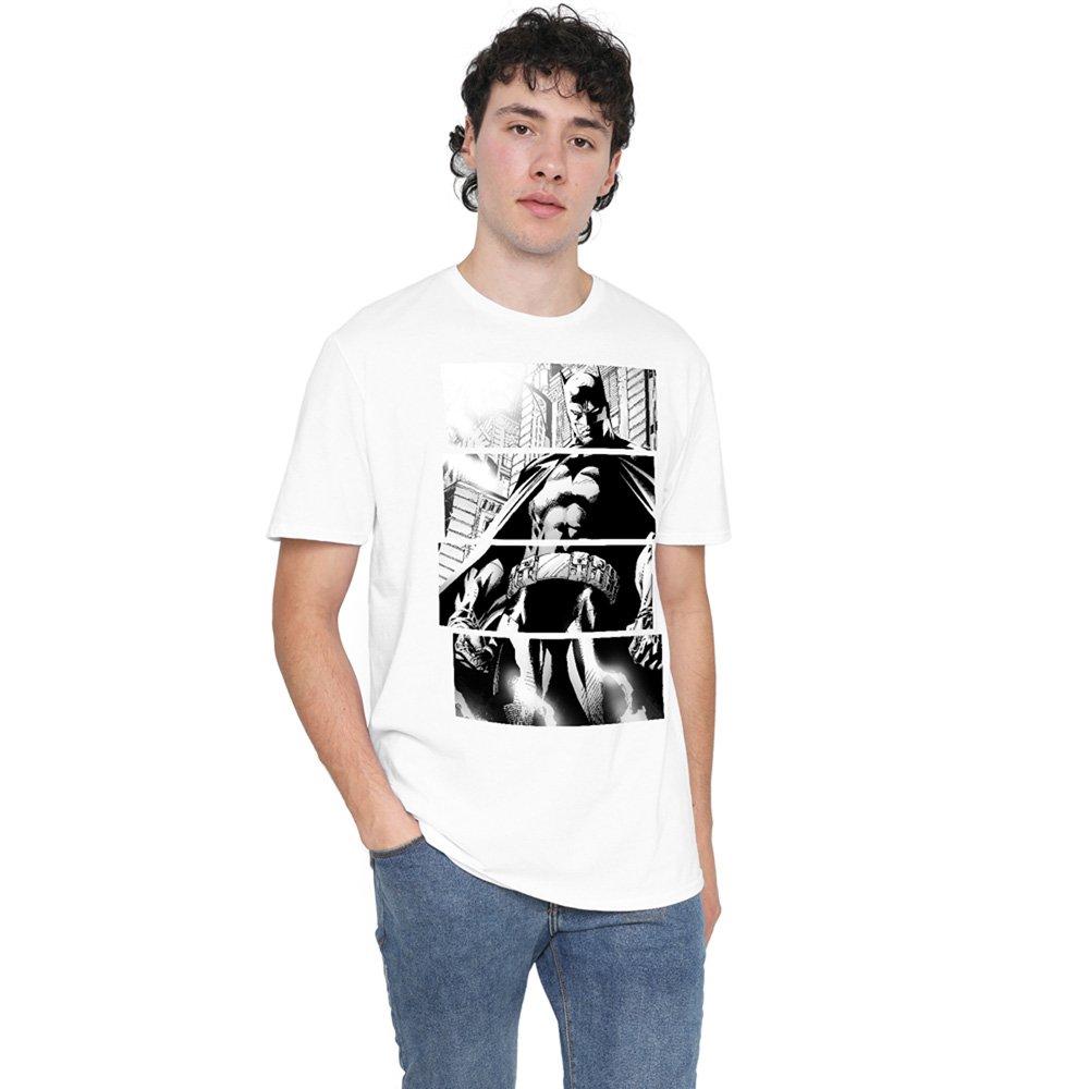 White - Batman - Batman Panels Cotton Mens T-Shirt White - 1