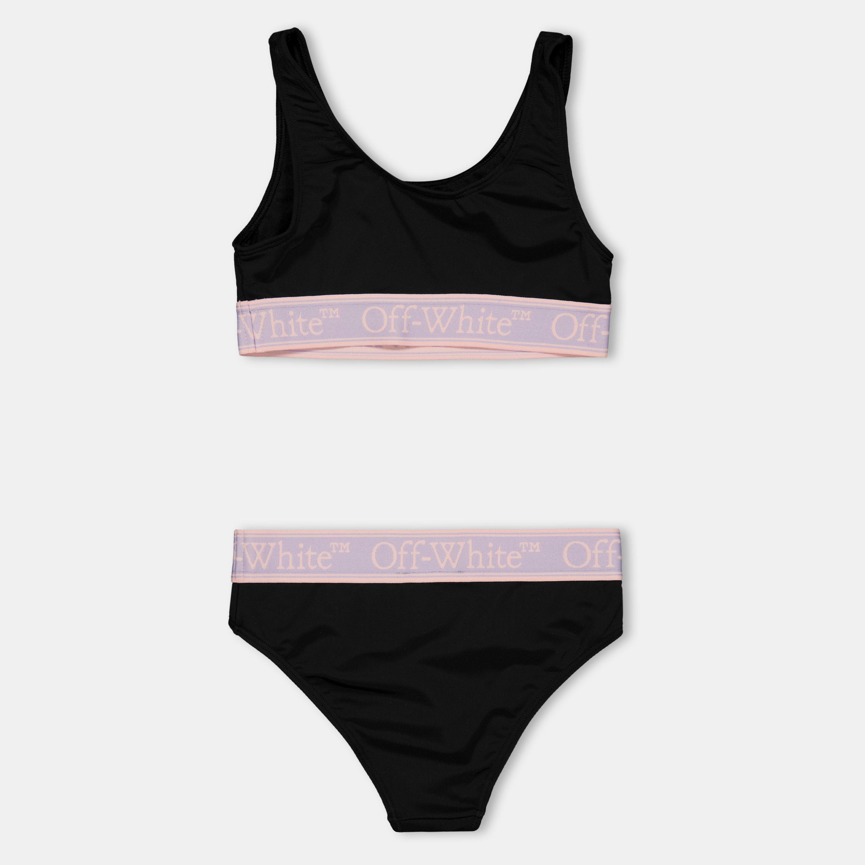 Black/Lilac - Off White - Kids Bikini Set - 2