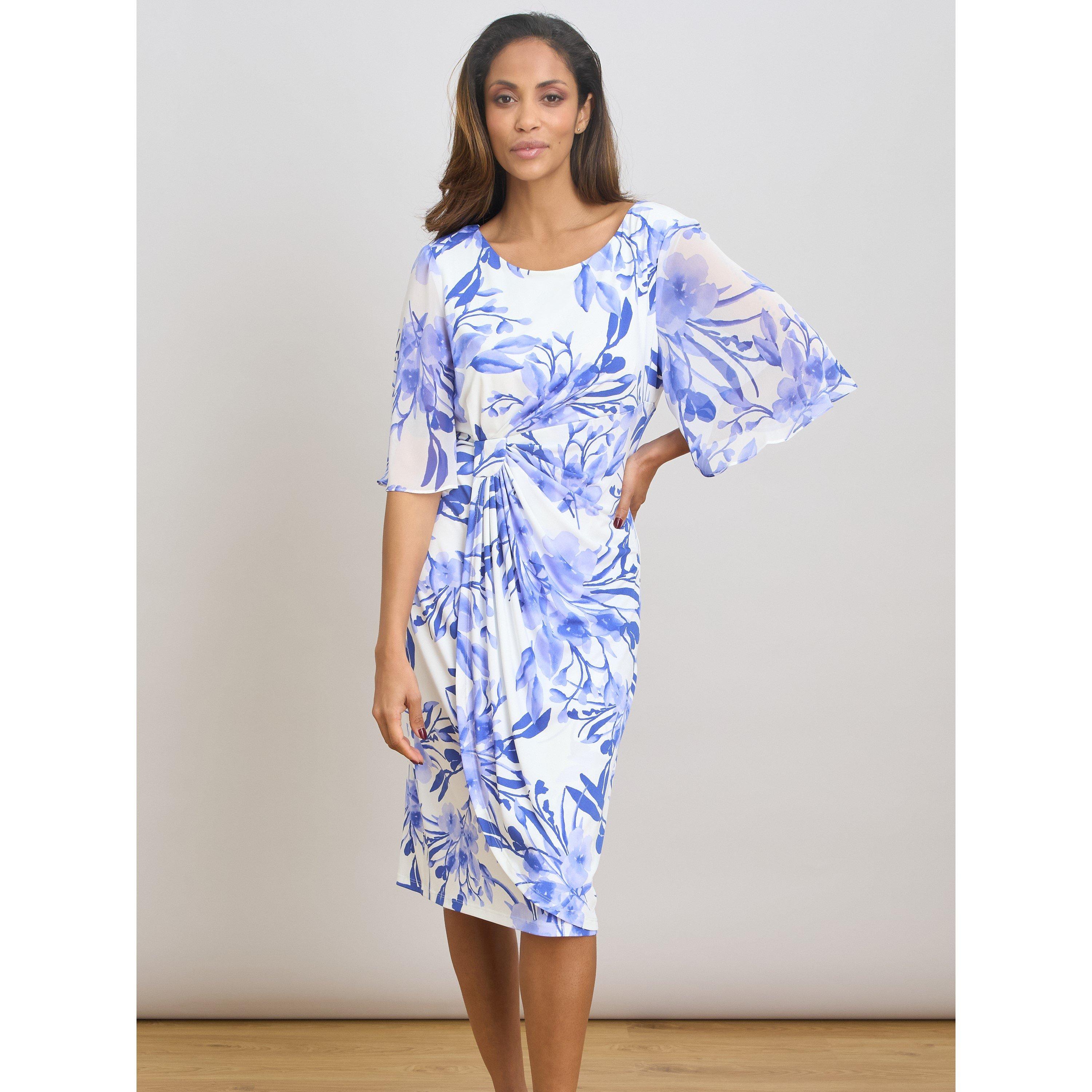 Blue / White - Gina Bacconi - Pollie Floral Print Dress - 3