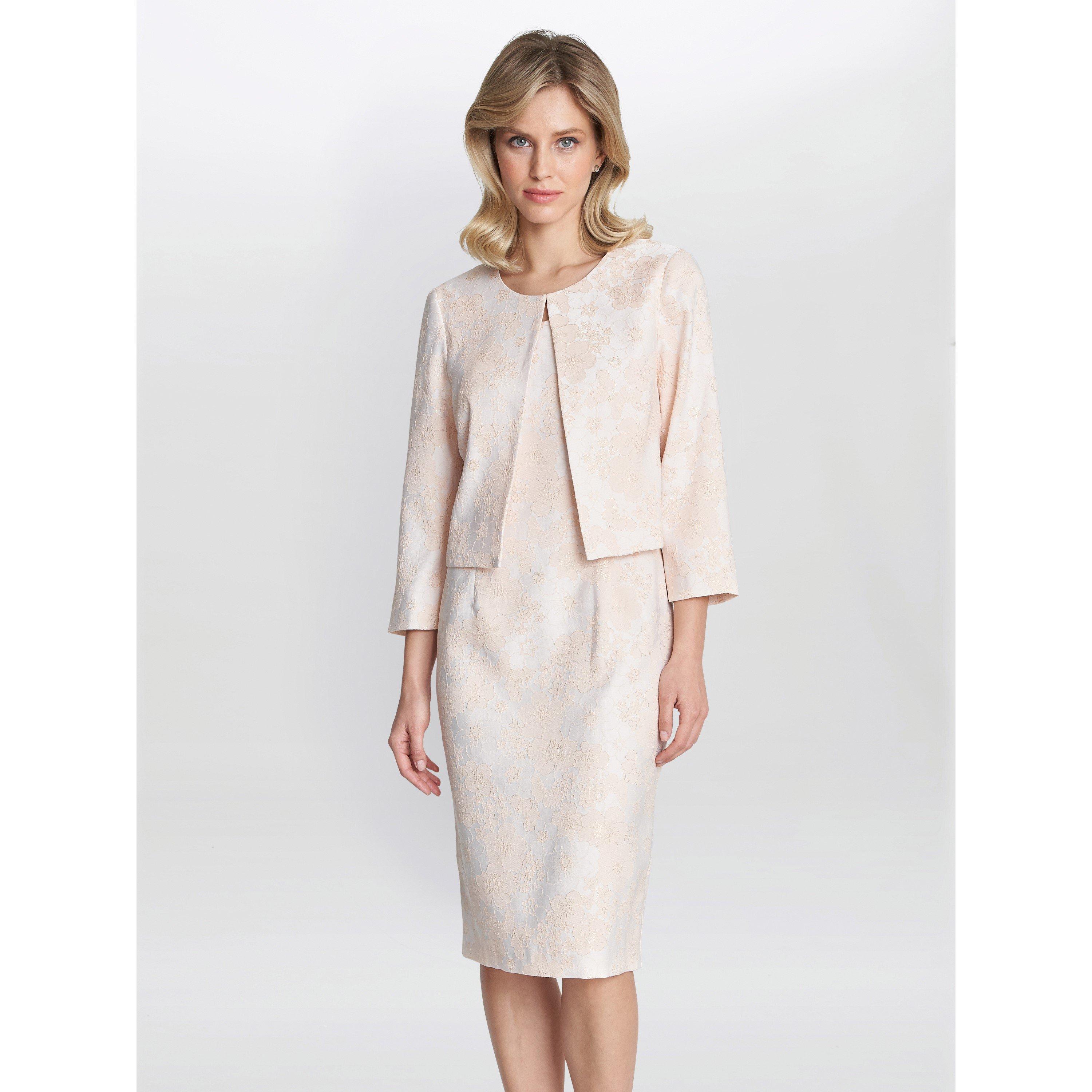 Gina Bacconi Women's Lily Jacquard Shift Dress And Bolero - Peach - 18