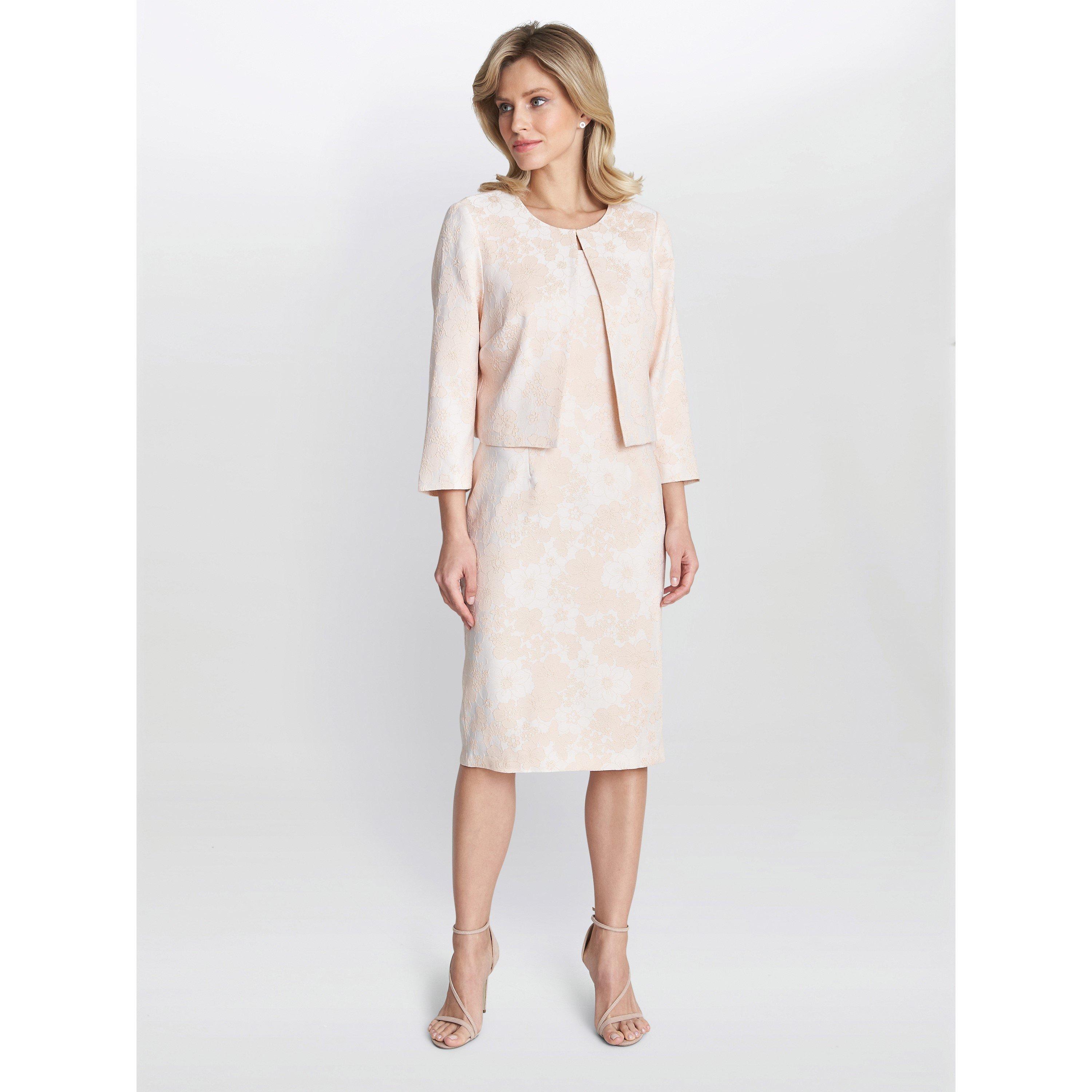Peach - Gina Bacconi - Lily Jacquard Shift Dress And Bolero - 3