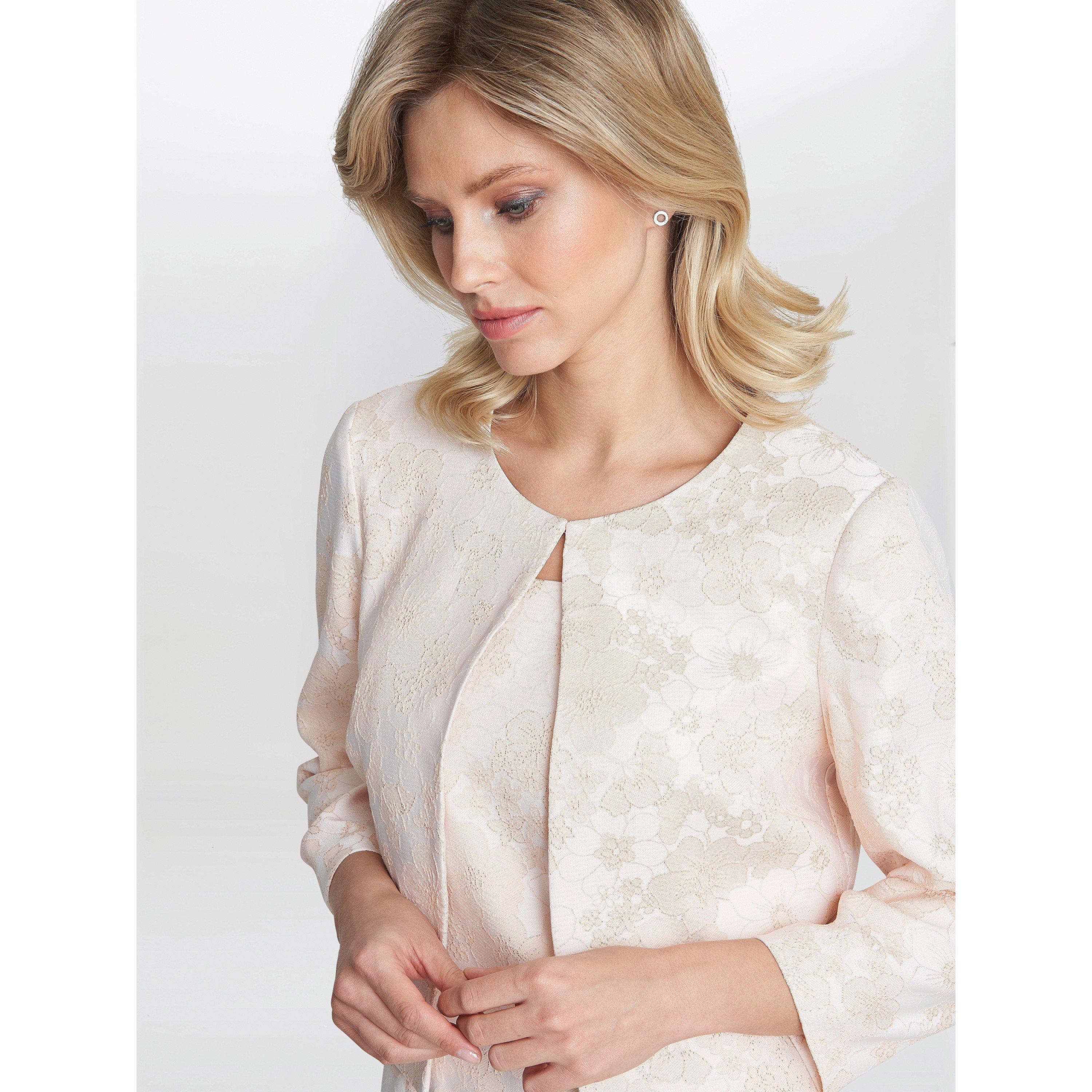 Peach - Gina Bacconi - Lily Jacquard Shift Dress And Bolero - 5