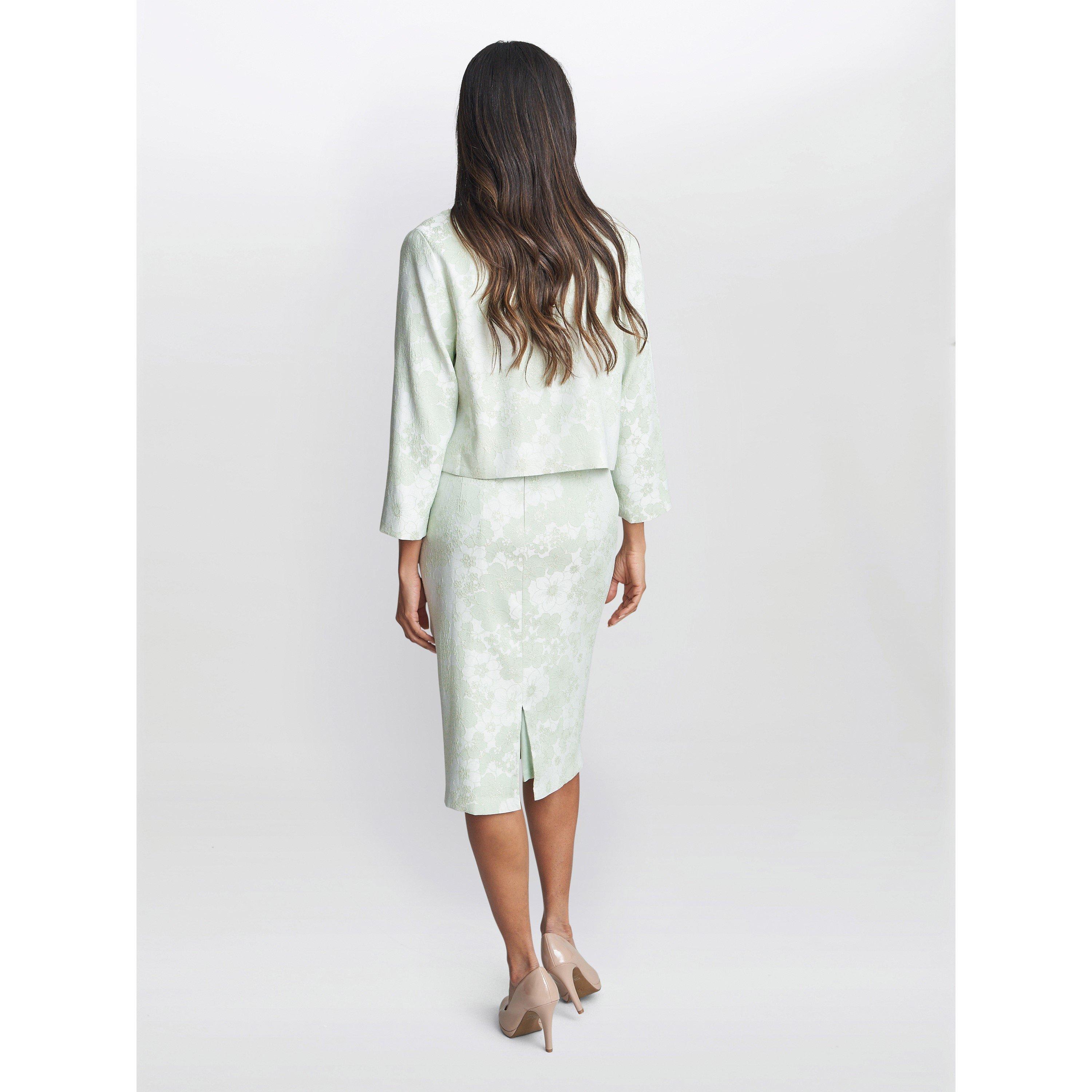 Mint Green - Gina Bacconi - Lily Jacquard Shift Dress And Bolero - 2