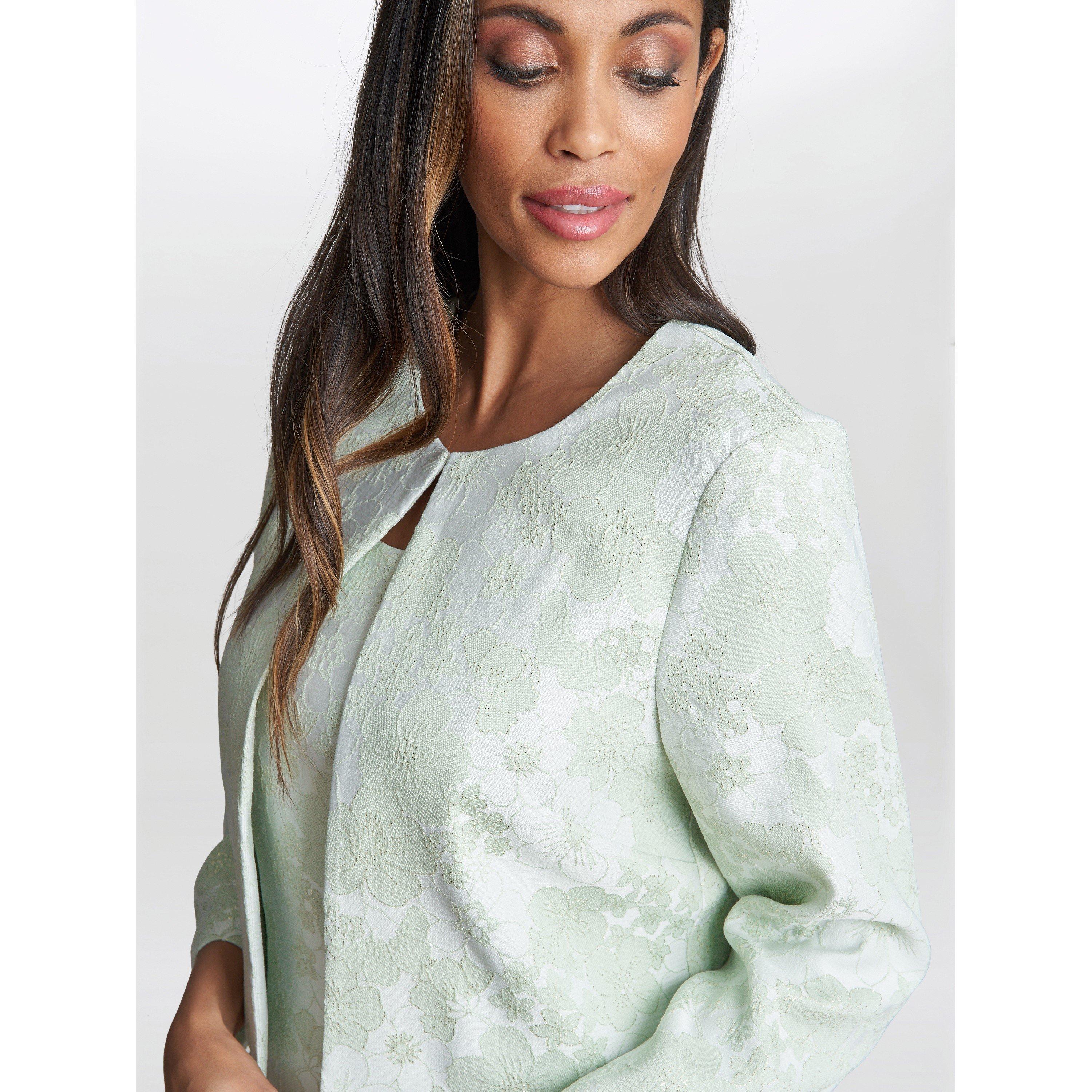 Mint Green - Gina Bacconi - Lily Jacquard Shift Dress And Bolero - 5