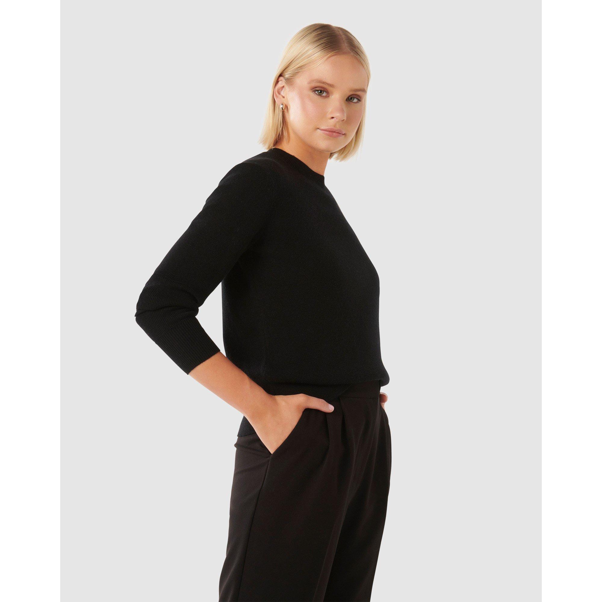 Black - Forever New - Pippa Crew Neck Essential Knit Jumper - 4