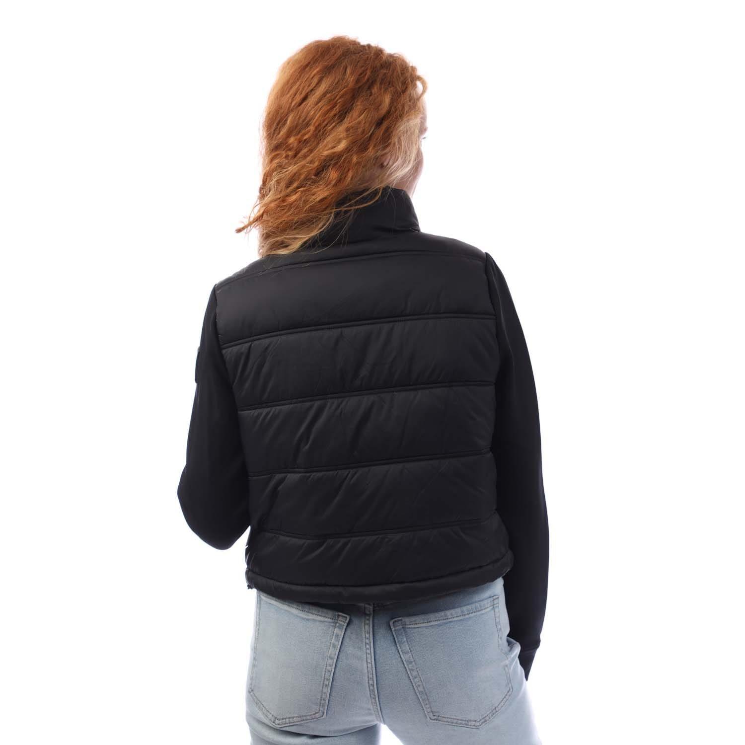 Black - DKNY - Cropped Scuba Mixed Puffer Jacket - 3